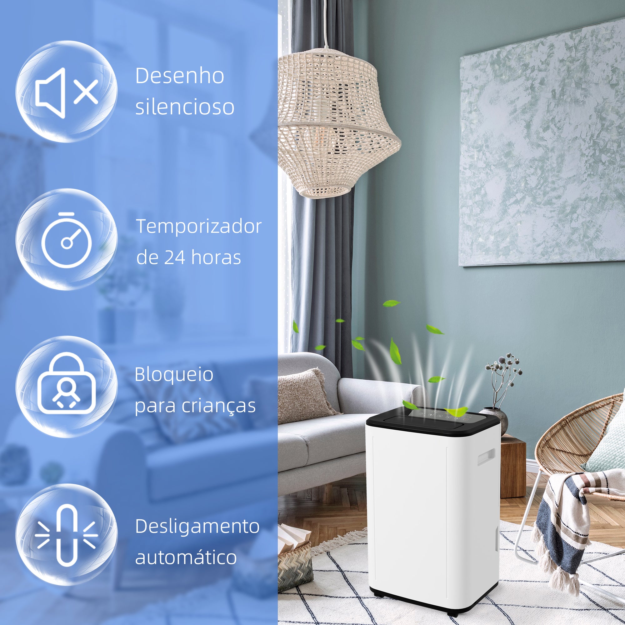 Desumidificador Elétrico – 33,5x26x53 cm – Branco – ABS