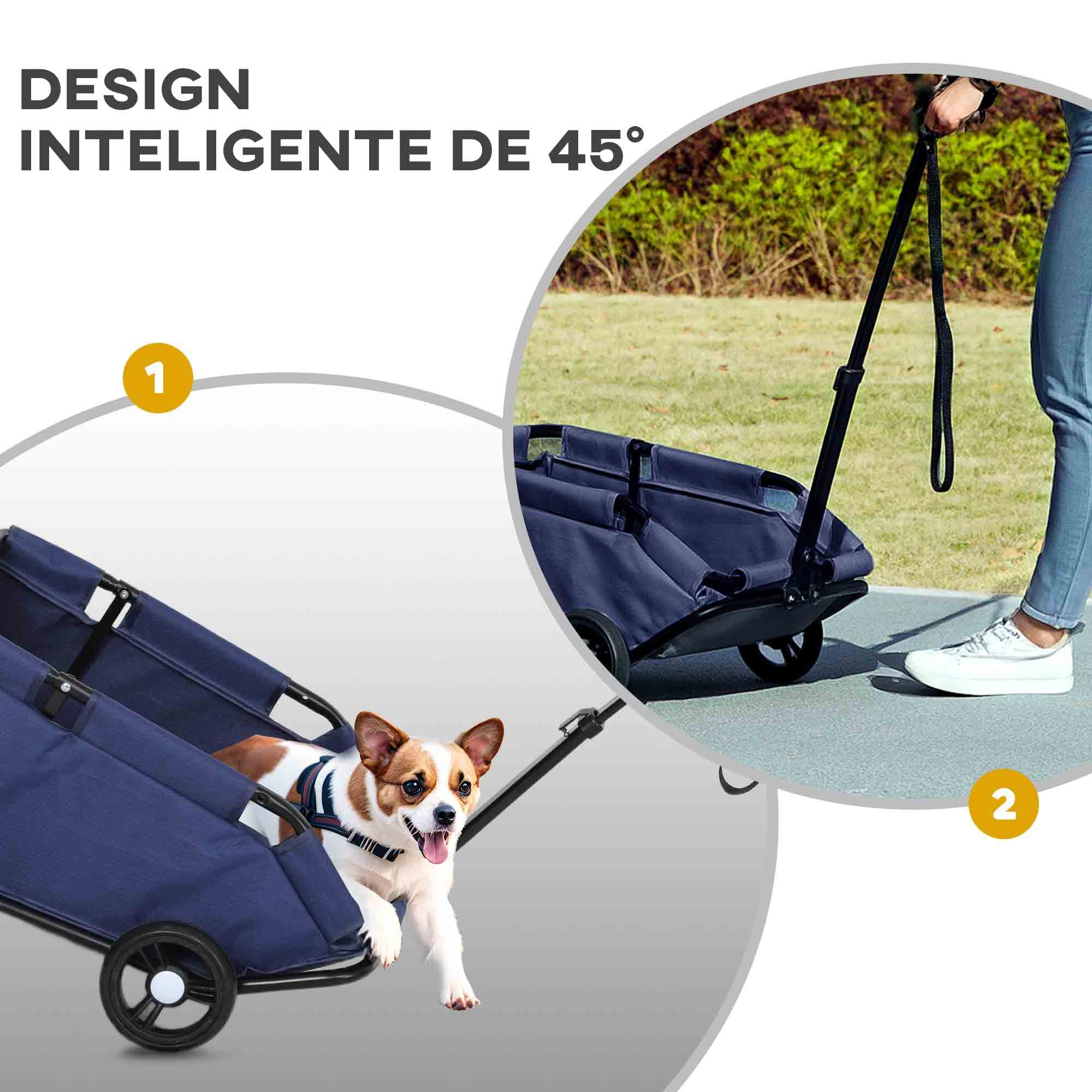 Carrinho para Cães Miniatura 53x45x28 cm - Azul