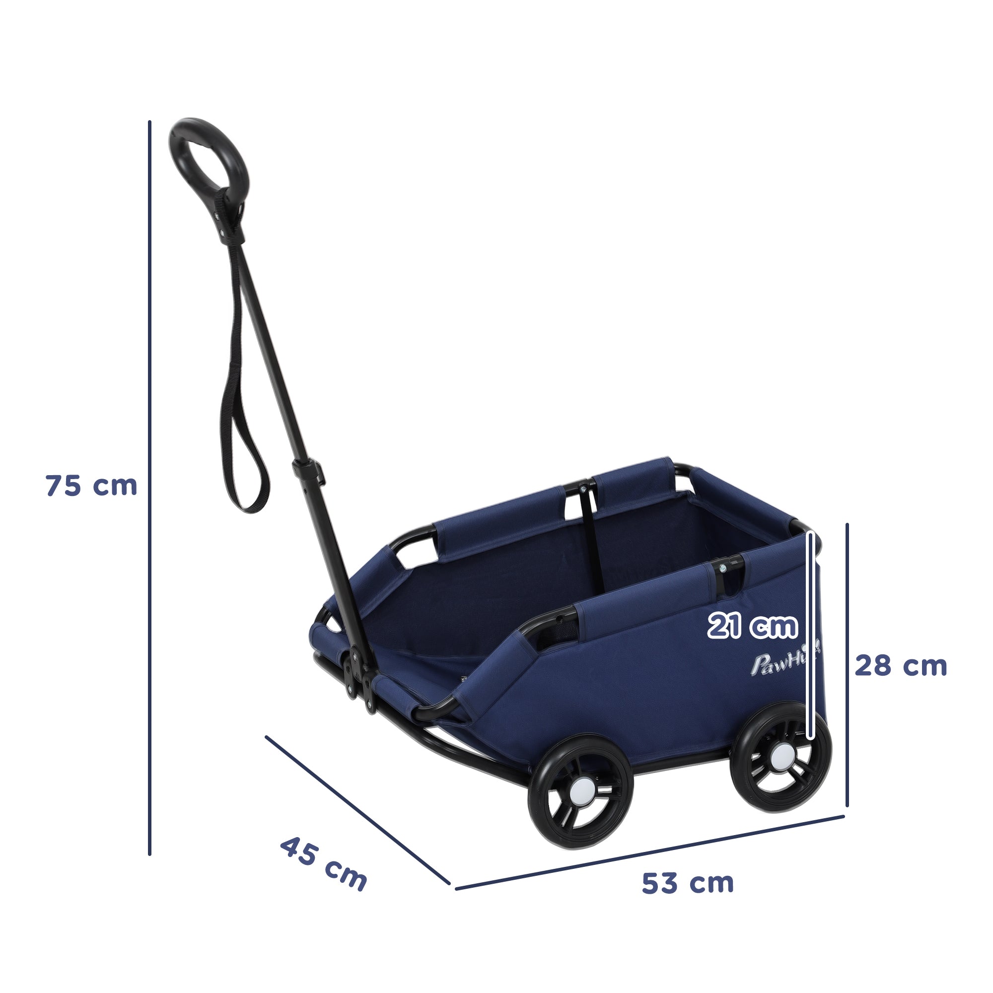 Carrinho para Cães Miniatura 53x45x28 cm - Azul