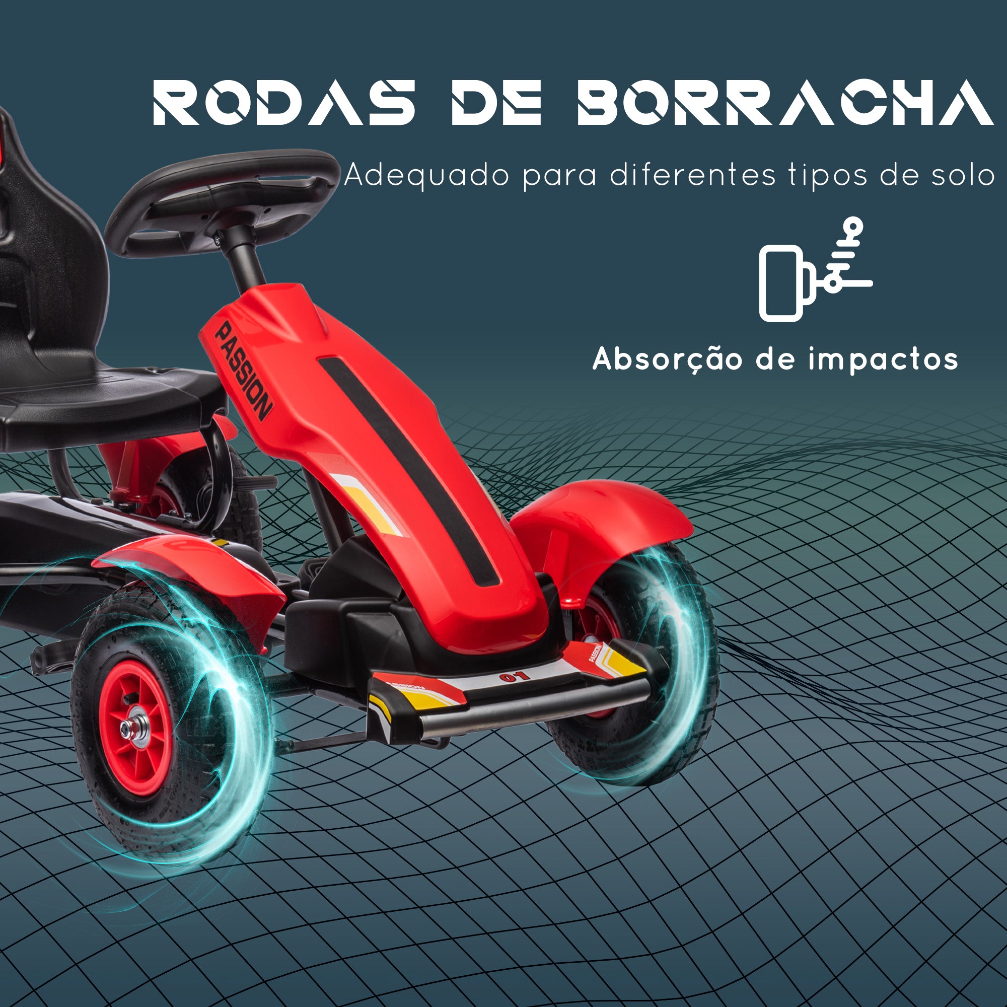 Kart a Pedais Infantil Vermelho 121x58x61 cm