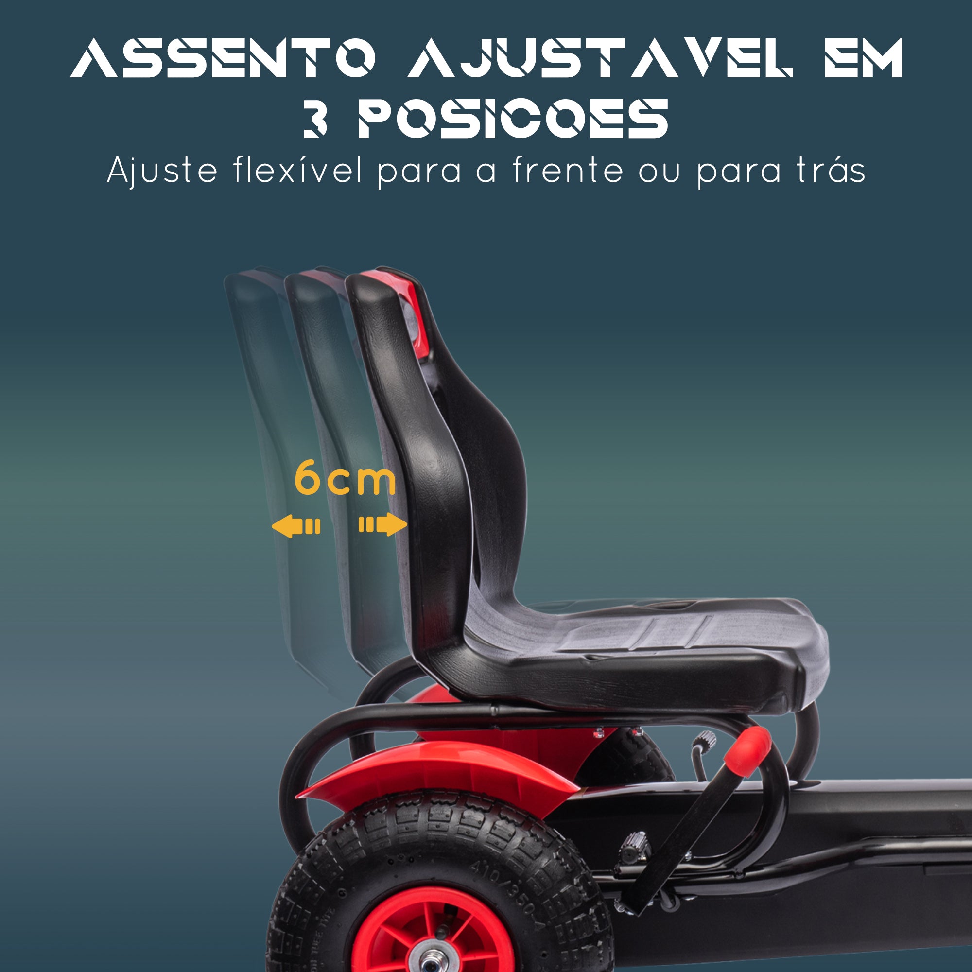 Kart a Pedais Infantil Vermelho 121x58x61 cm