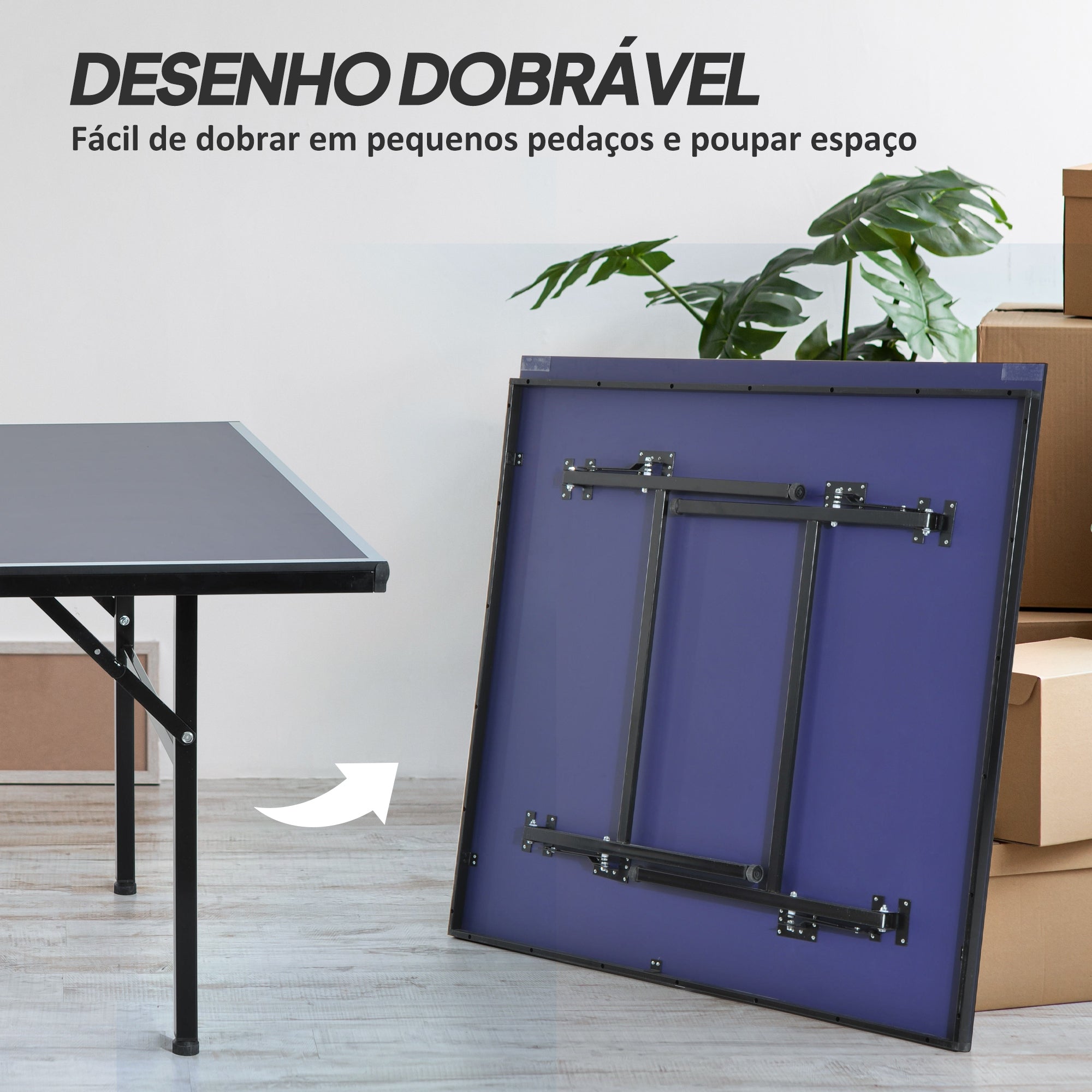 Mesa de Ping Pong Dobrável - 152.5x274x76cm - Cor Azul