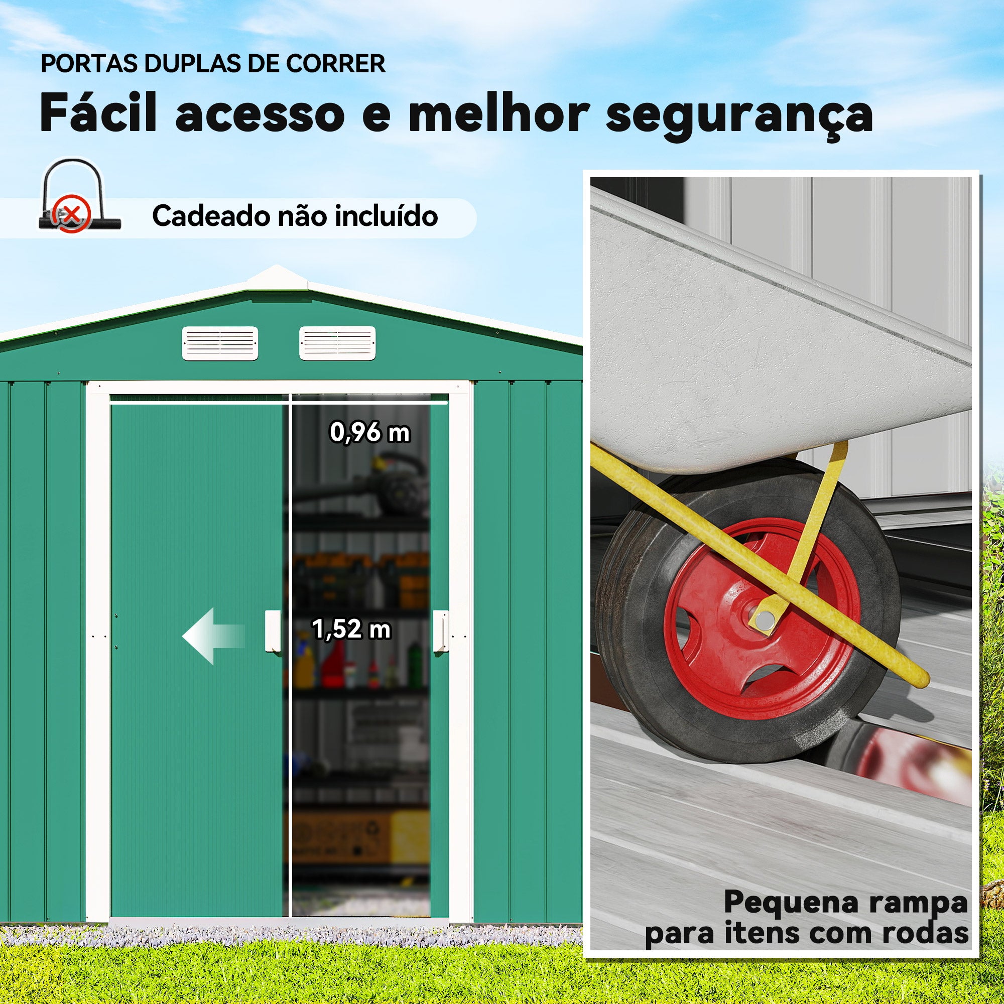 Abrigo de Jardim Exterior Verde Escuro 277x195x192cm