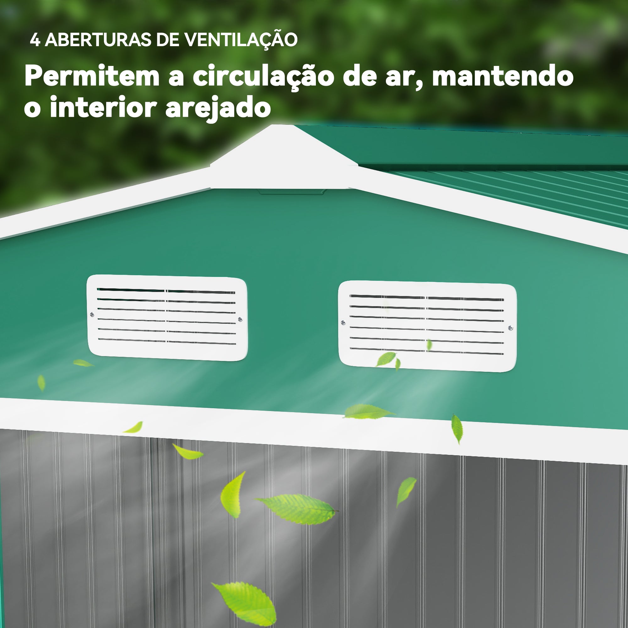 Abrigo de Jardim Exterior Verde Escuro 277x195x192cm