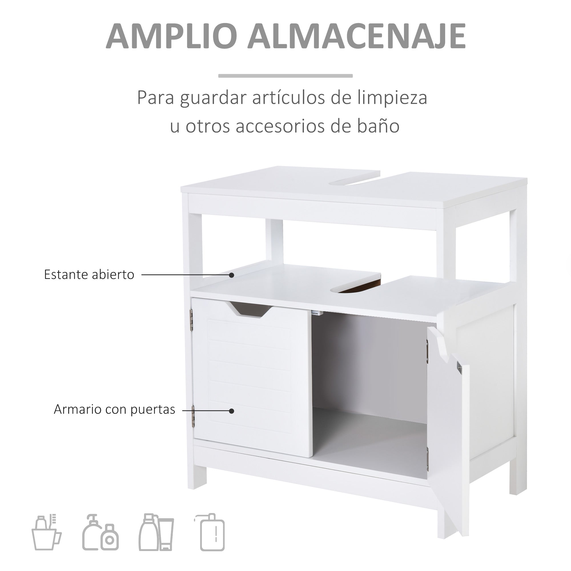 Armário de Banheiro com Prateleira 60x30x60 cm - Branco