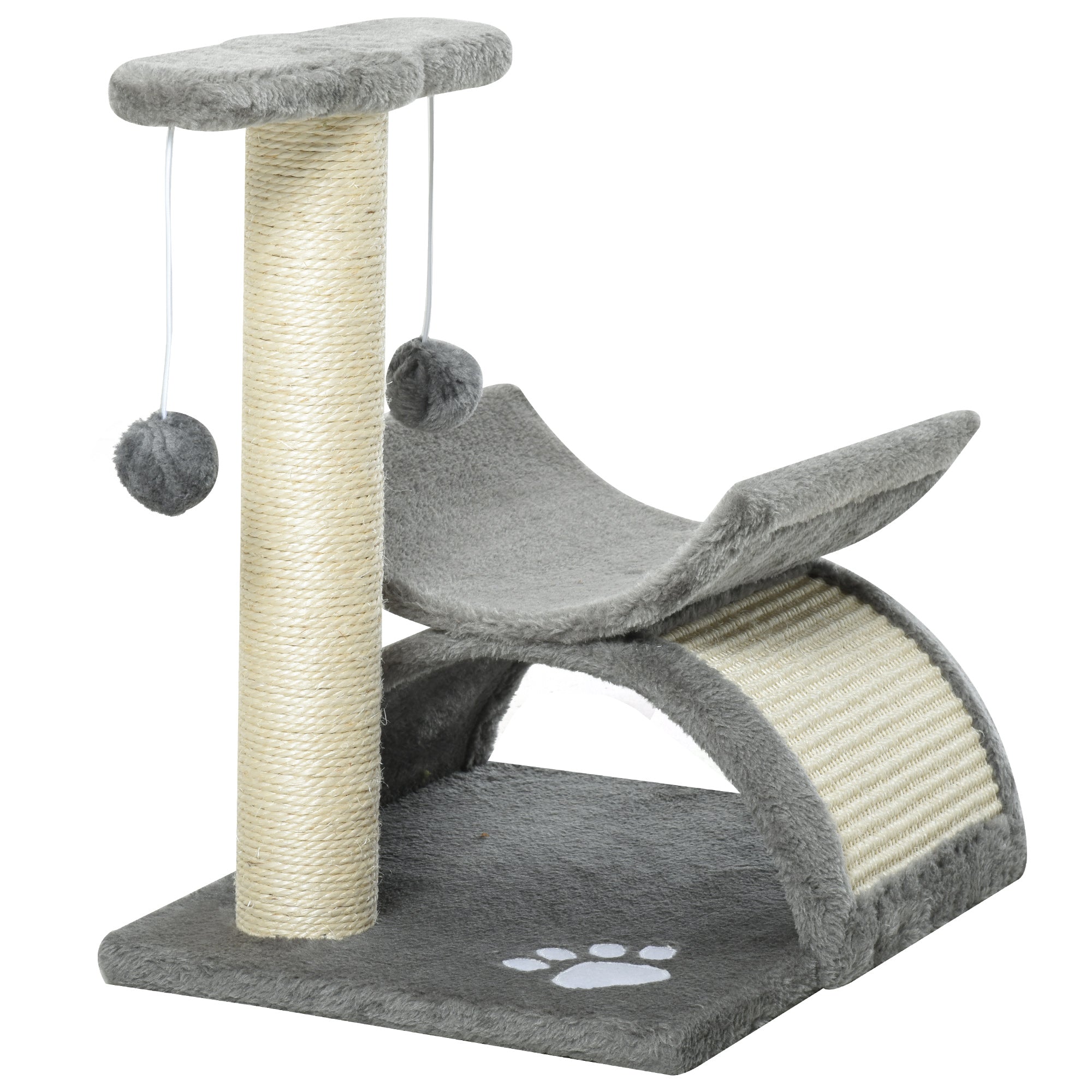 Arranhador para Gatos Cinza 40x30x43 cm - Poste Giratório e Esconderijo