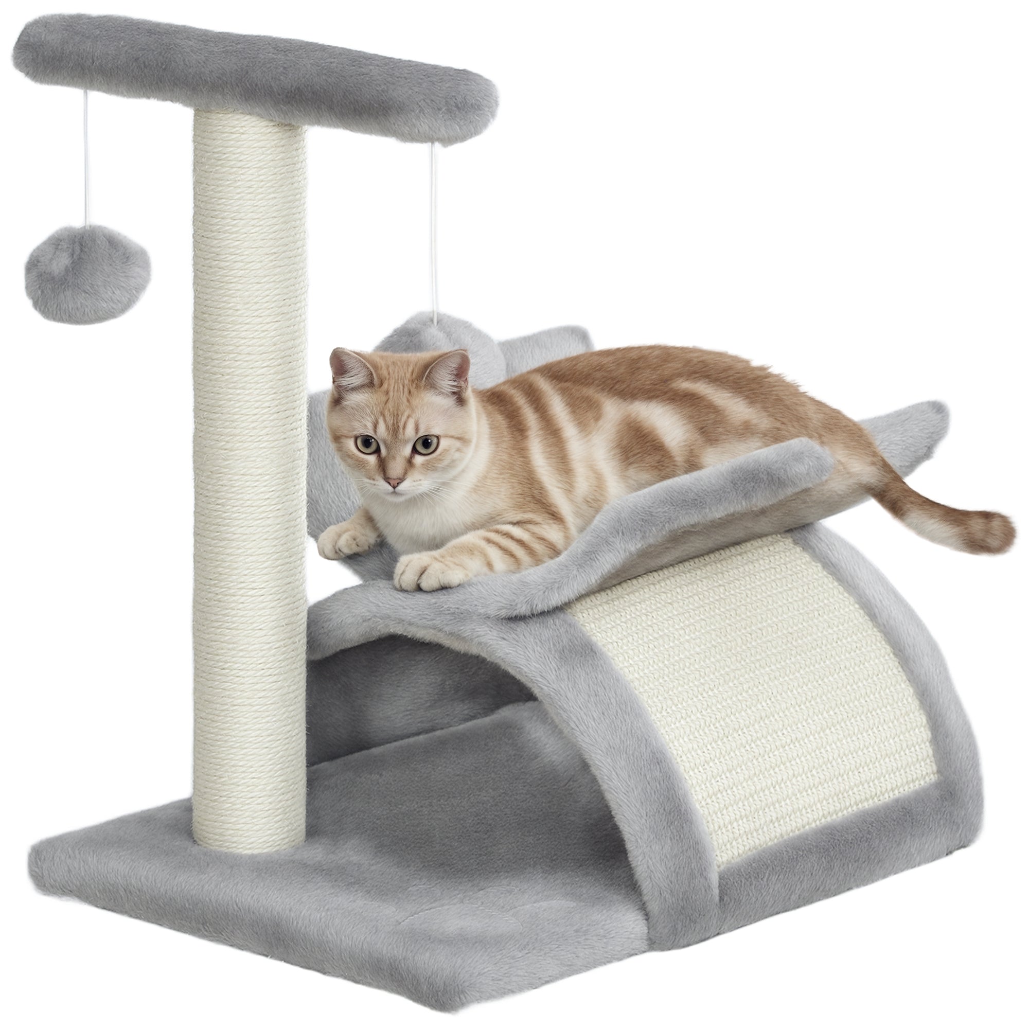 Arranhador para Gatos Cinza 40x30x43 cm - Poste Giratório e Esconderijo
