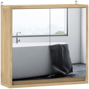 Armário de Casa de Banho com Espelho Cor de Madeira Natural 48x14,5x45 cm