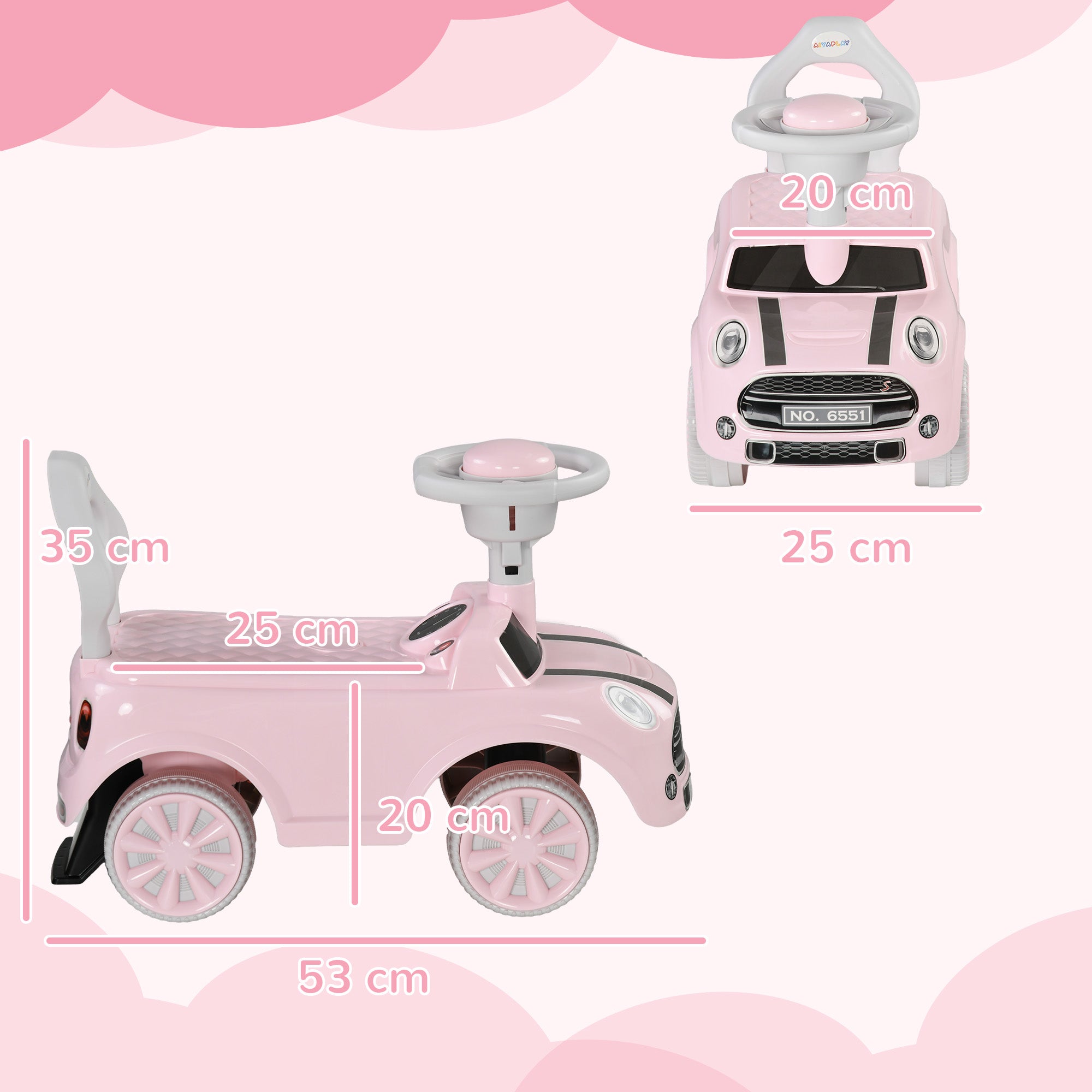 Carro Andador para Bebés de 18-36 Meses - Rosa - 53x25x35 cm