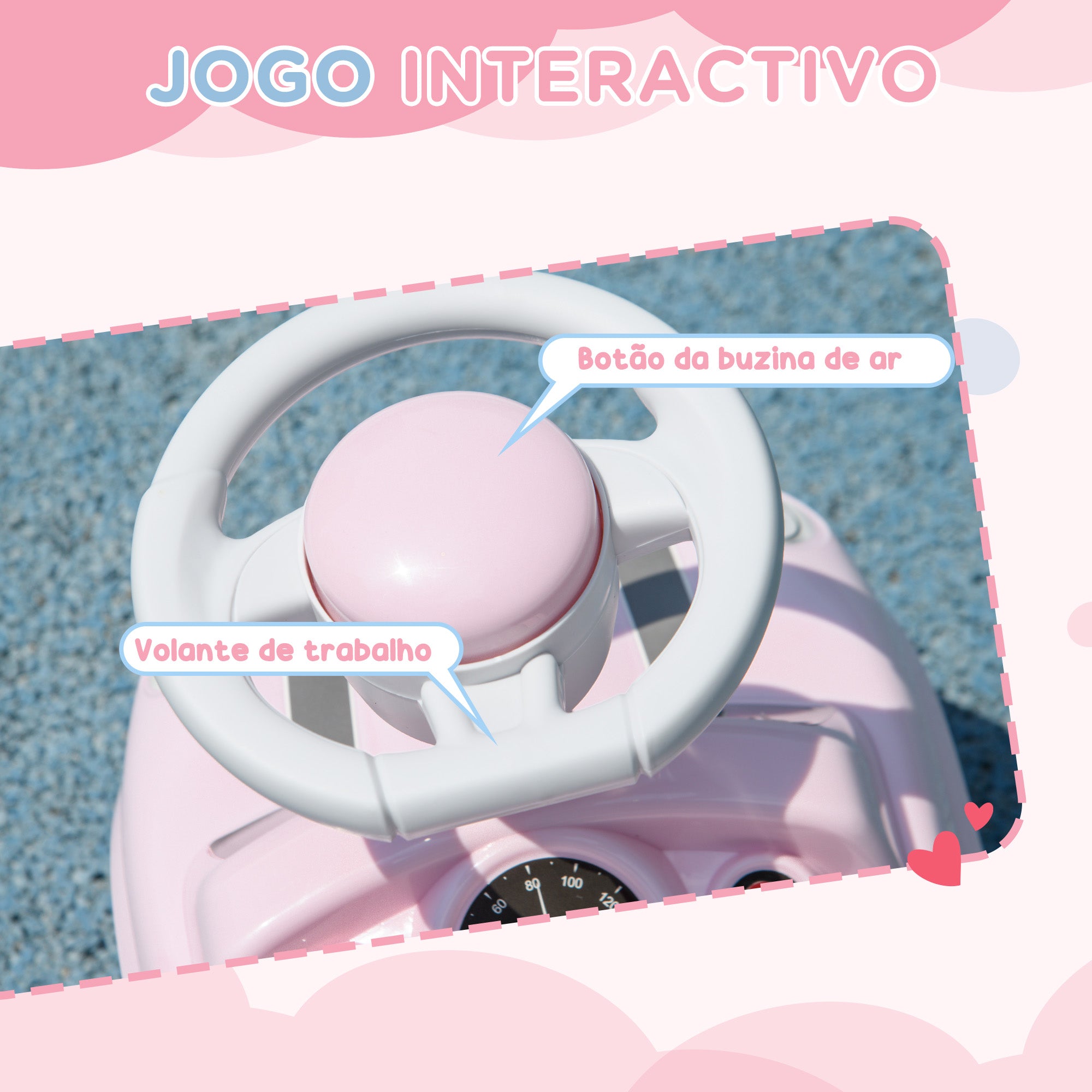 Carro Andador para Bebés de 18-36 Meses - Rosa - 53x25x35 cm