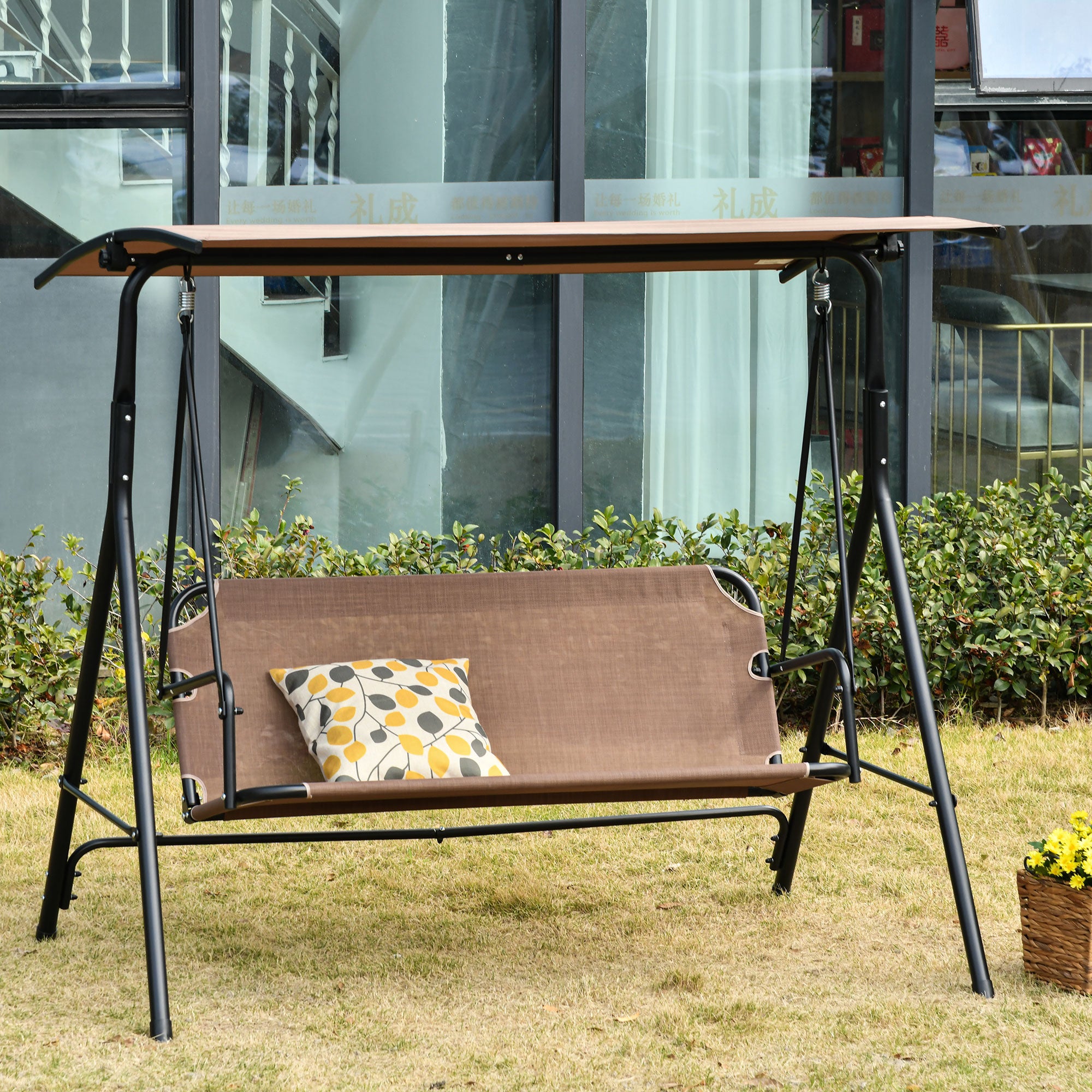 Baloiço de Jardim 2 Lugares Marrom 172x110x155cm