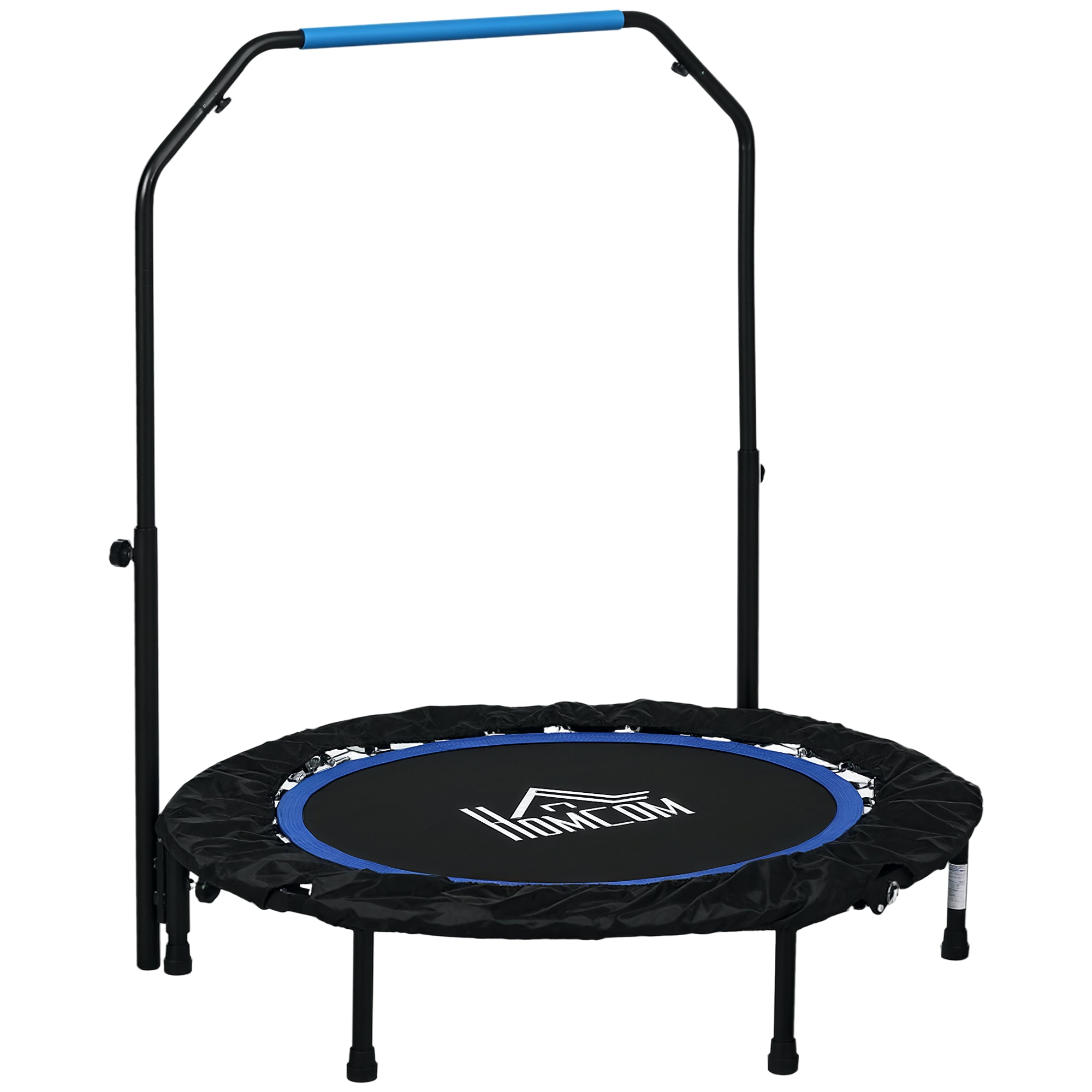 Trampolim Fitness Ø102 Dobrável com Pega Ajustável - Preto e Azul