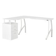 Secretária em Forma de L com 3 Gavetas 143,5x143,5x76cm Branco