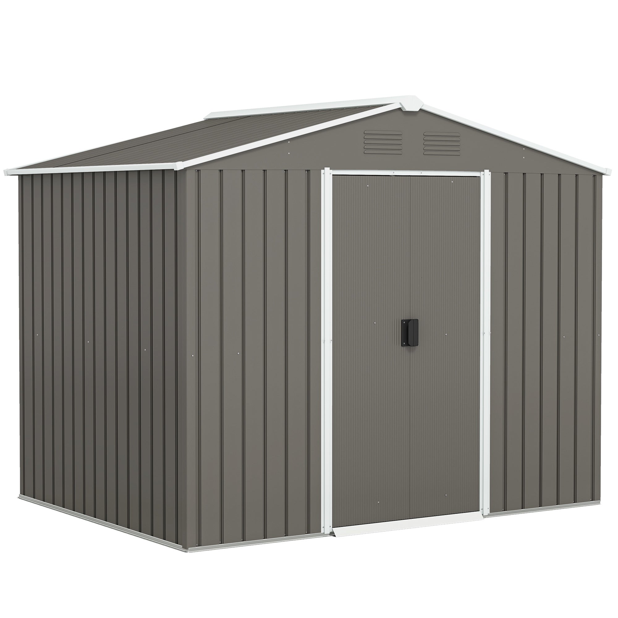 Abrigo de Jardim Cinzento 236x174x190 cm - Armazenamento de Ferramentas com Ventilação