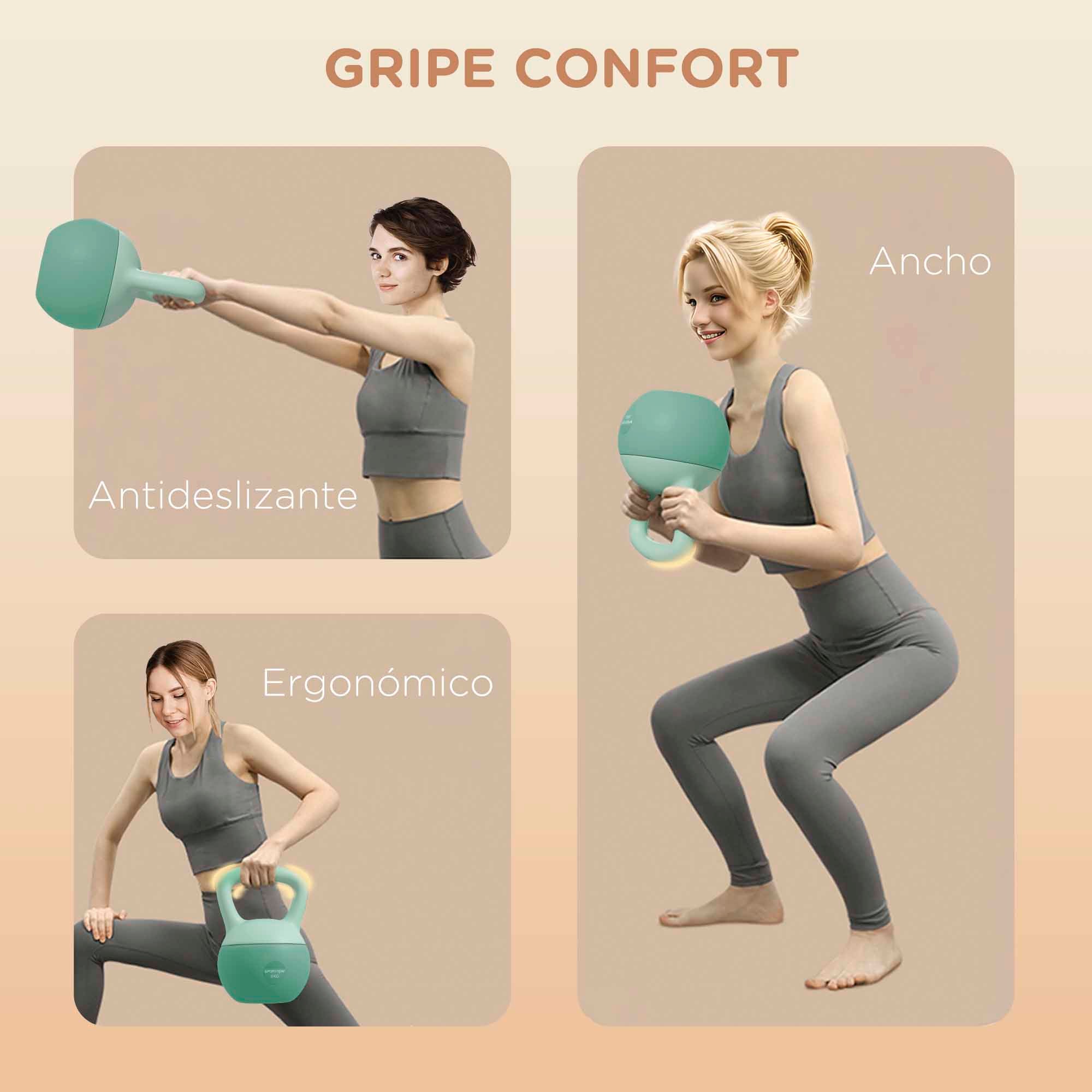 Kettlebell 8 kg Verde 19x19x28 cm Pesa Russa Areia Metálica Alça Antiderrapante