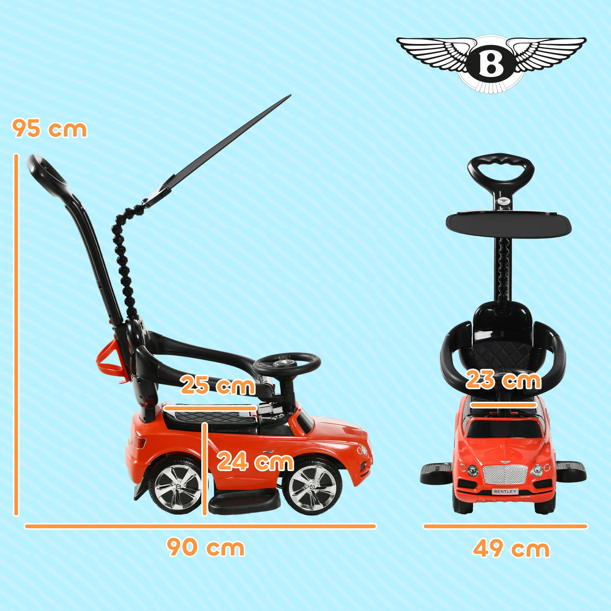 Carro Andador 3 em 1 Vermelho - 90x49x95 cm
