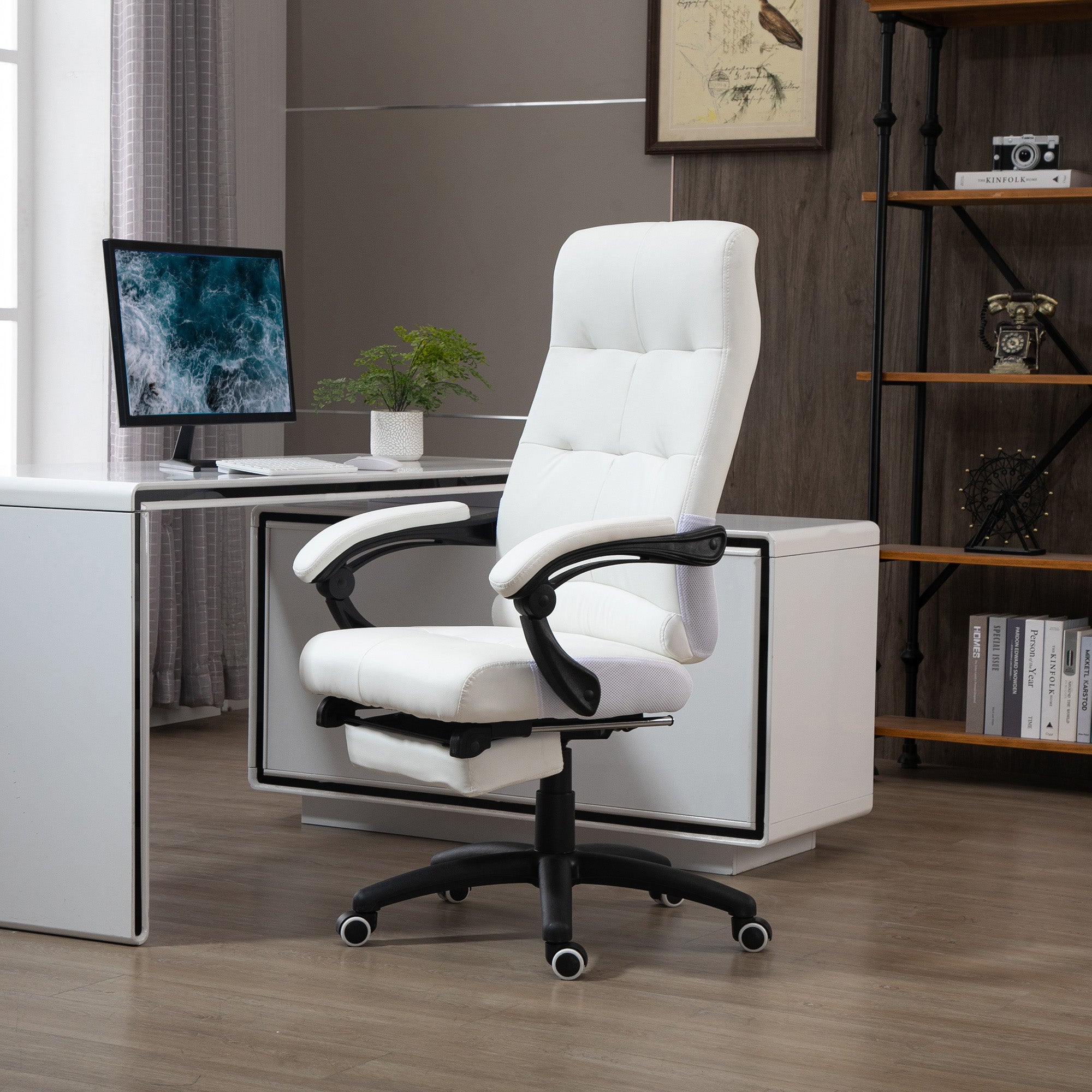 Cadeira de Escritório Ergonómica Branca 65x65x118-125 cm