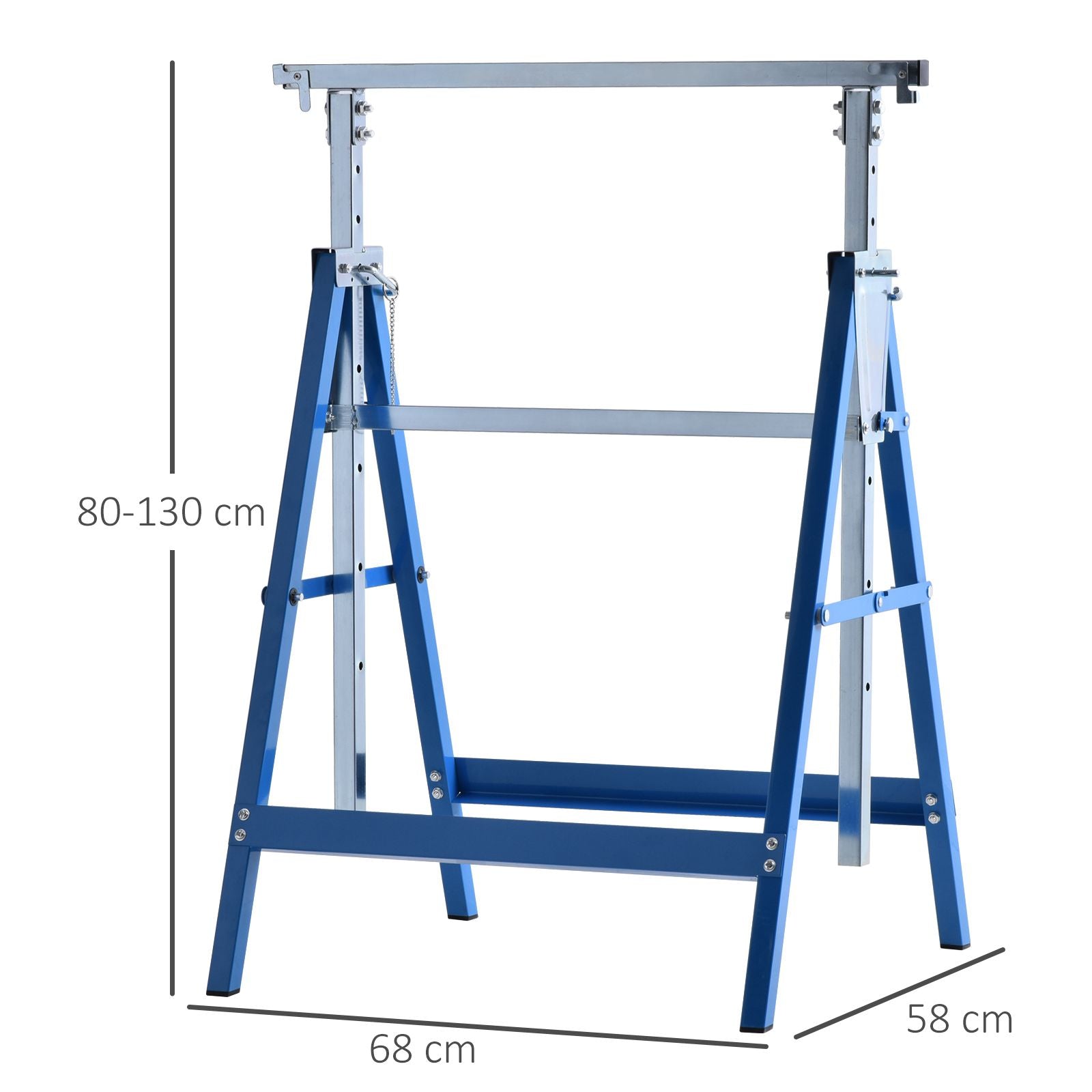 Conjunto de 2 Cavaletes Telescópicos Dobráveis 68x58x130cm – Azul – Aço