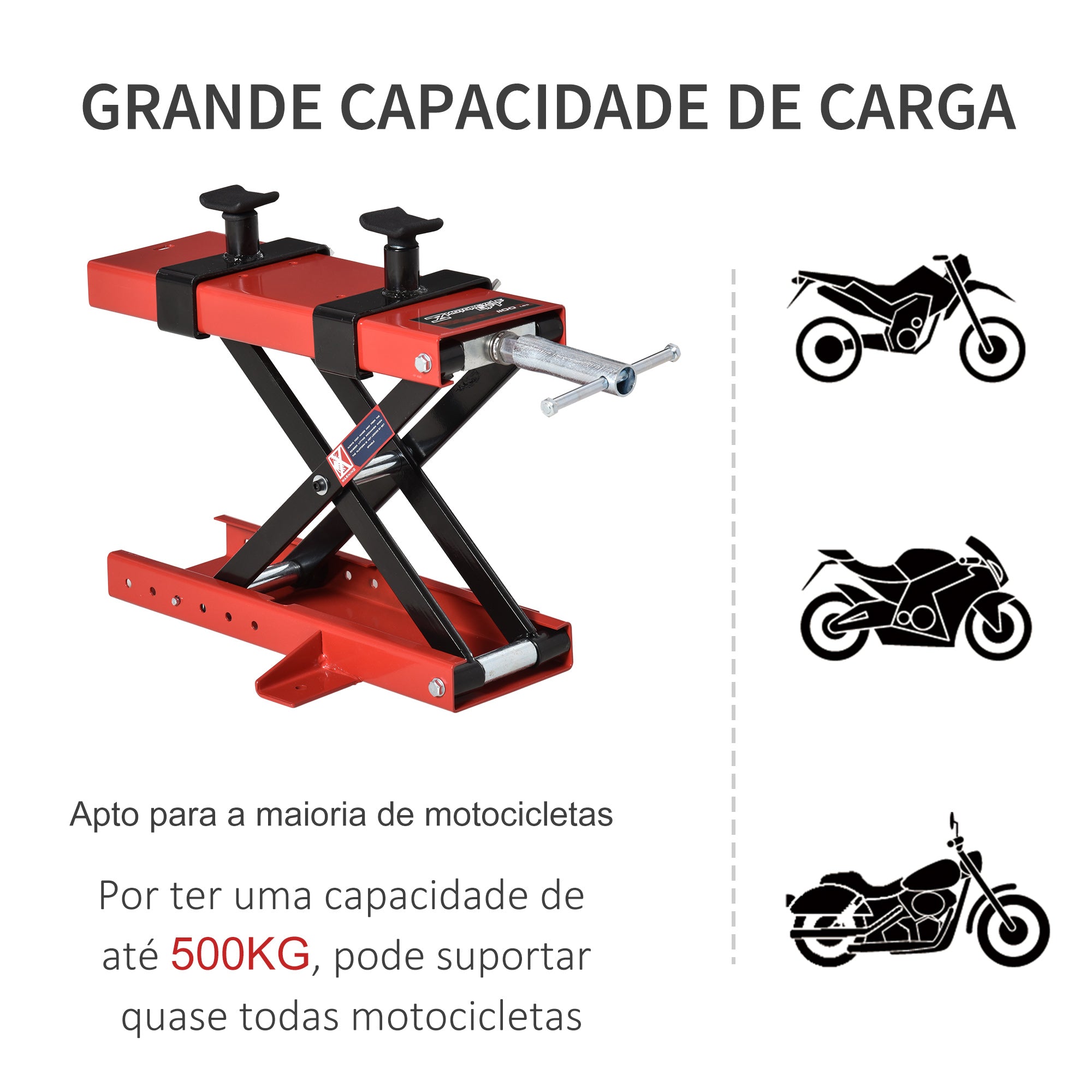 Plataforma Elevadora para Motocicletas 49.5x31x53cm Vermelho e Preto
