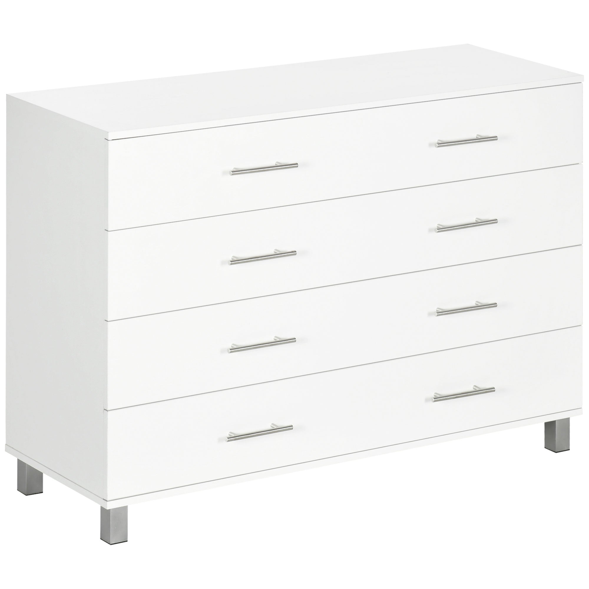 Cómoda com 4 Gavetas de 112x38,2x81cm - Cor Branco