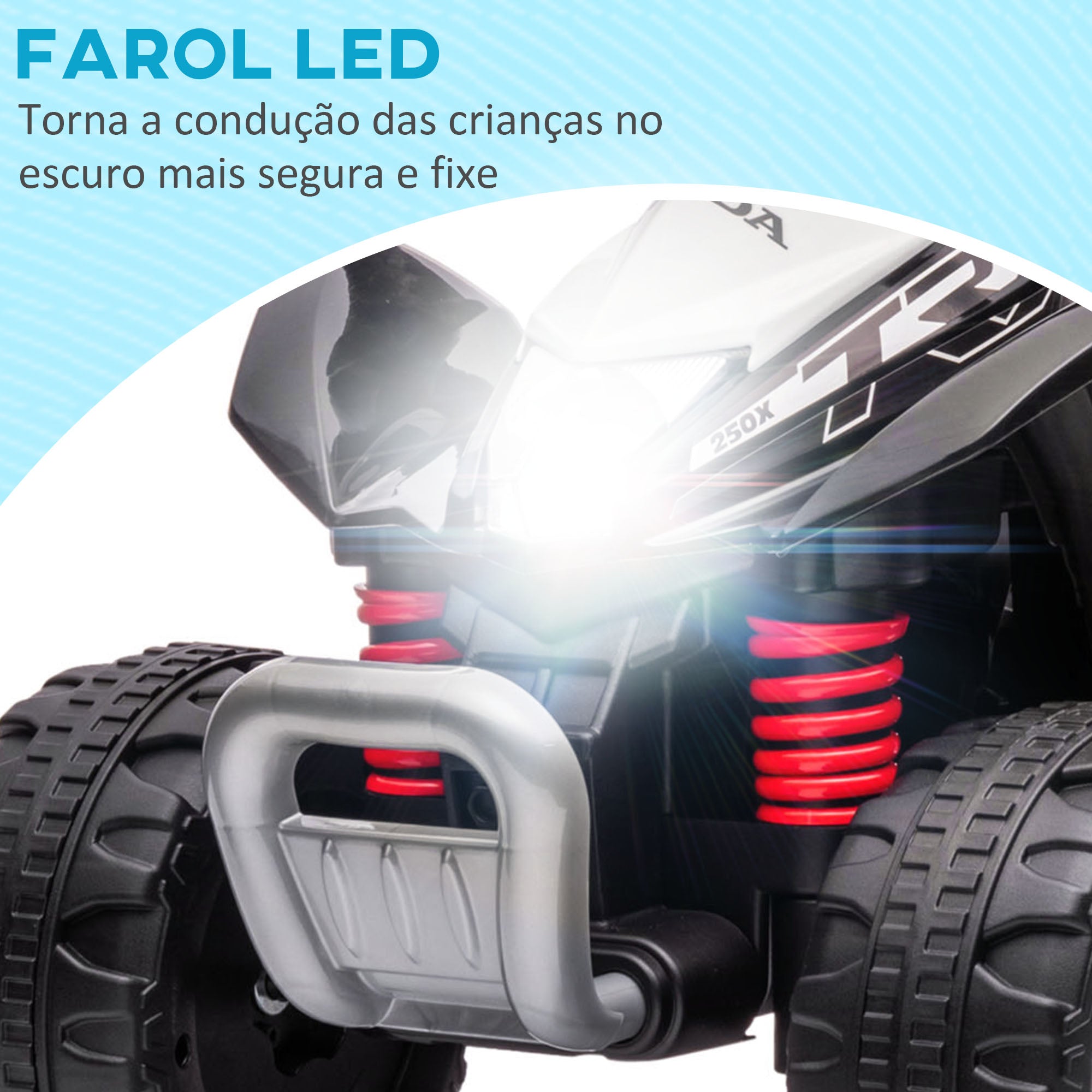 Quadriciclo Elétrico Infantil 65,5x35,5x43,5 cm - Branco e Preto