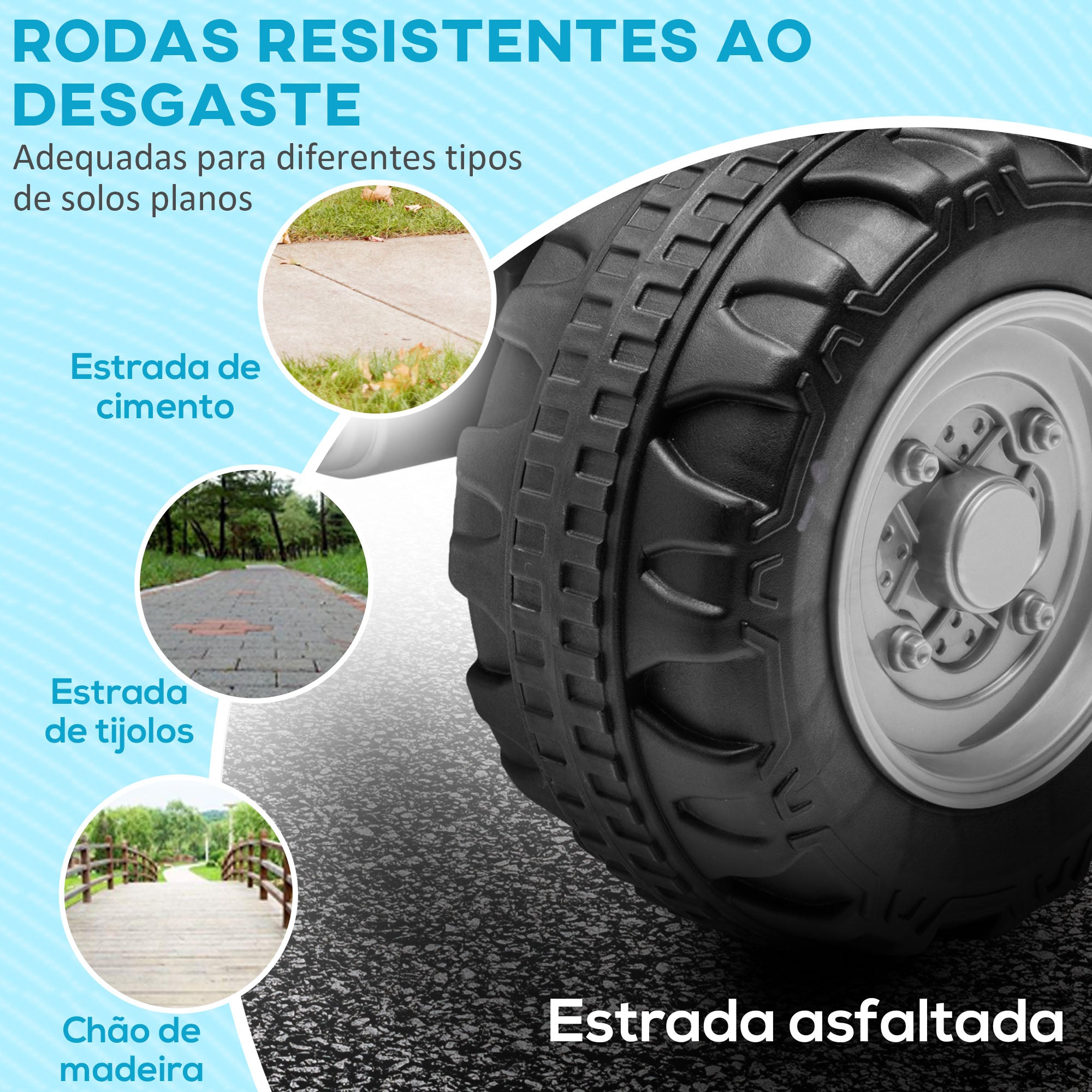 Quadriciclo Elétrico Infantil 65,5x35,5x43,5 cm - Branco e Preto