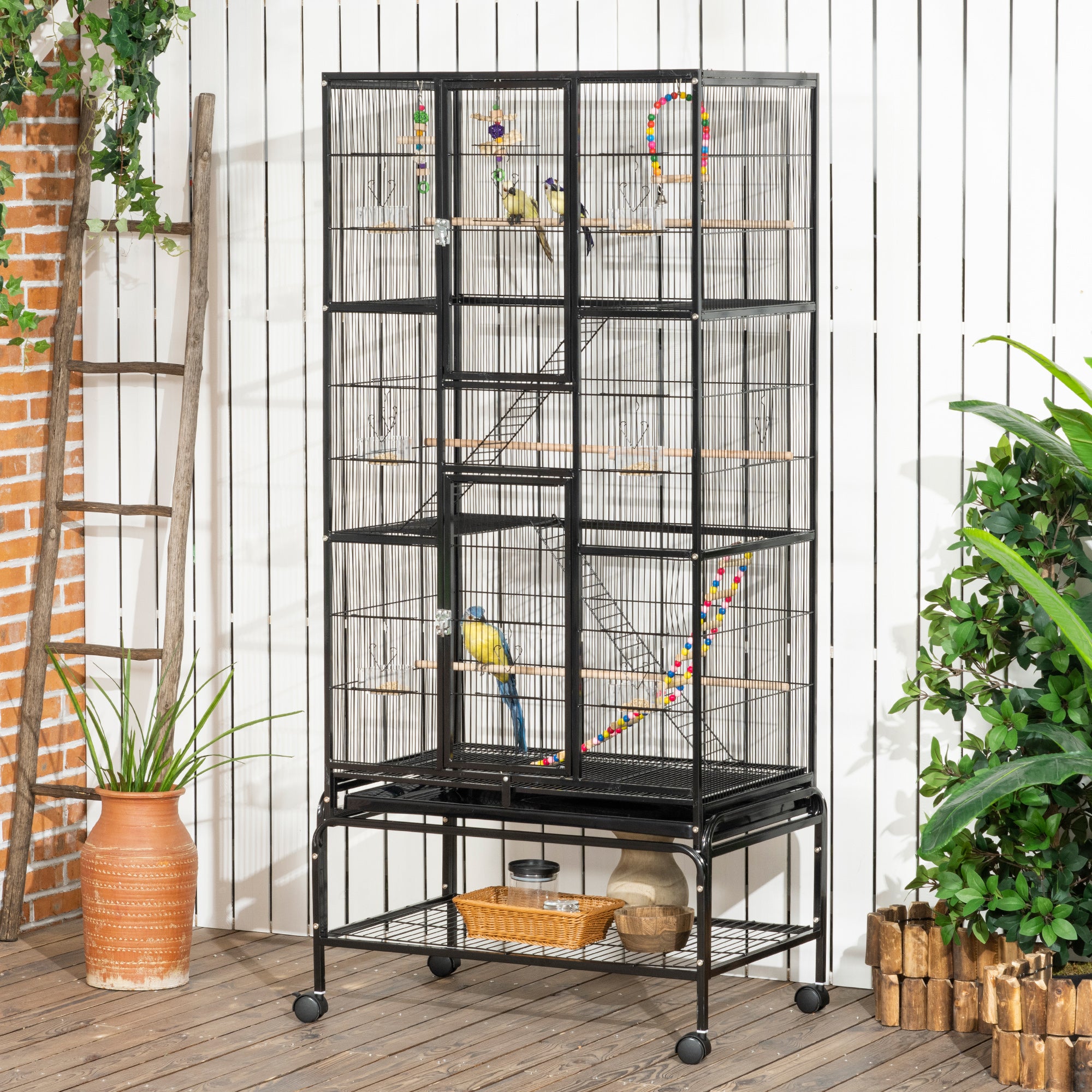 Gaiola para Pássaros – 83x53x180 cm – Cor Preto – Metal