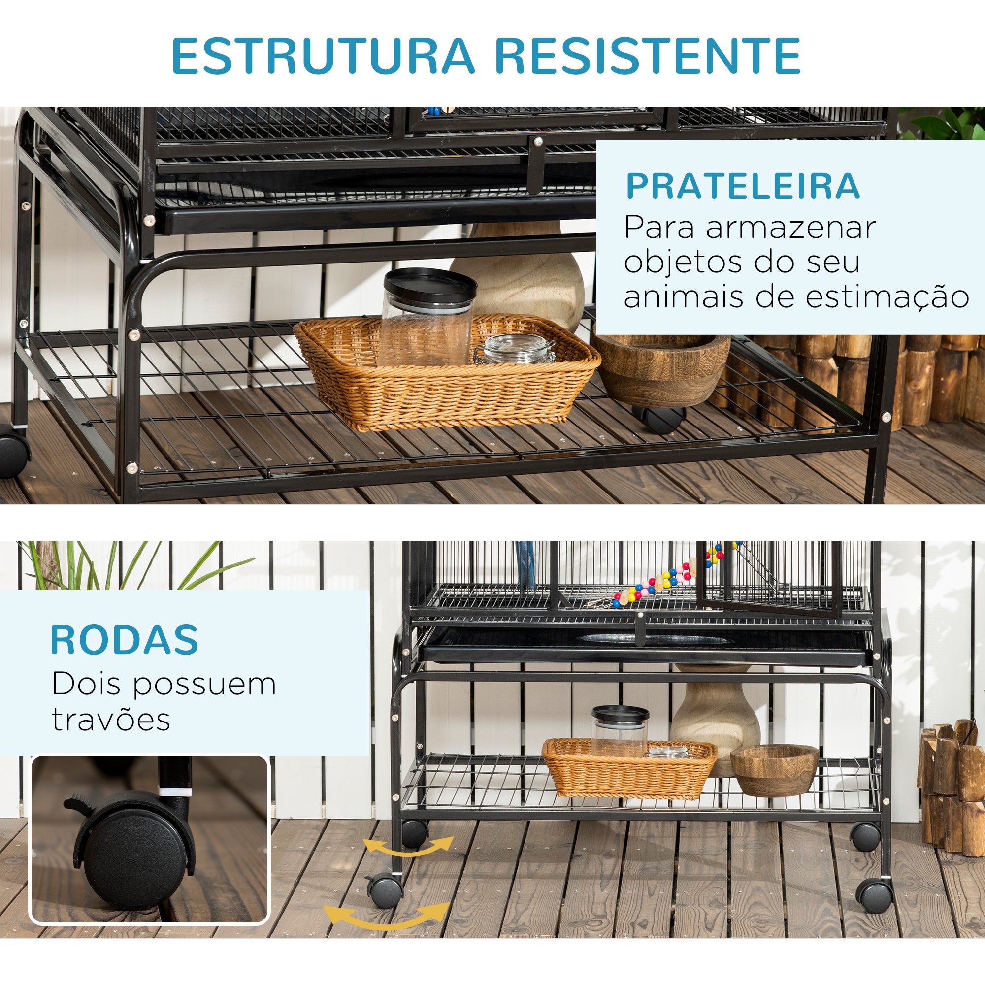 Gaiola para Pássaros – 83x53x180 cm – Cor Preto – Metal