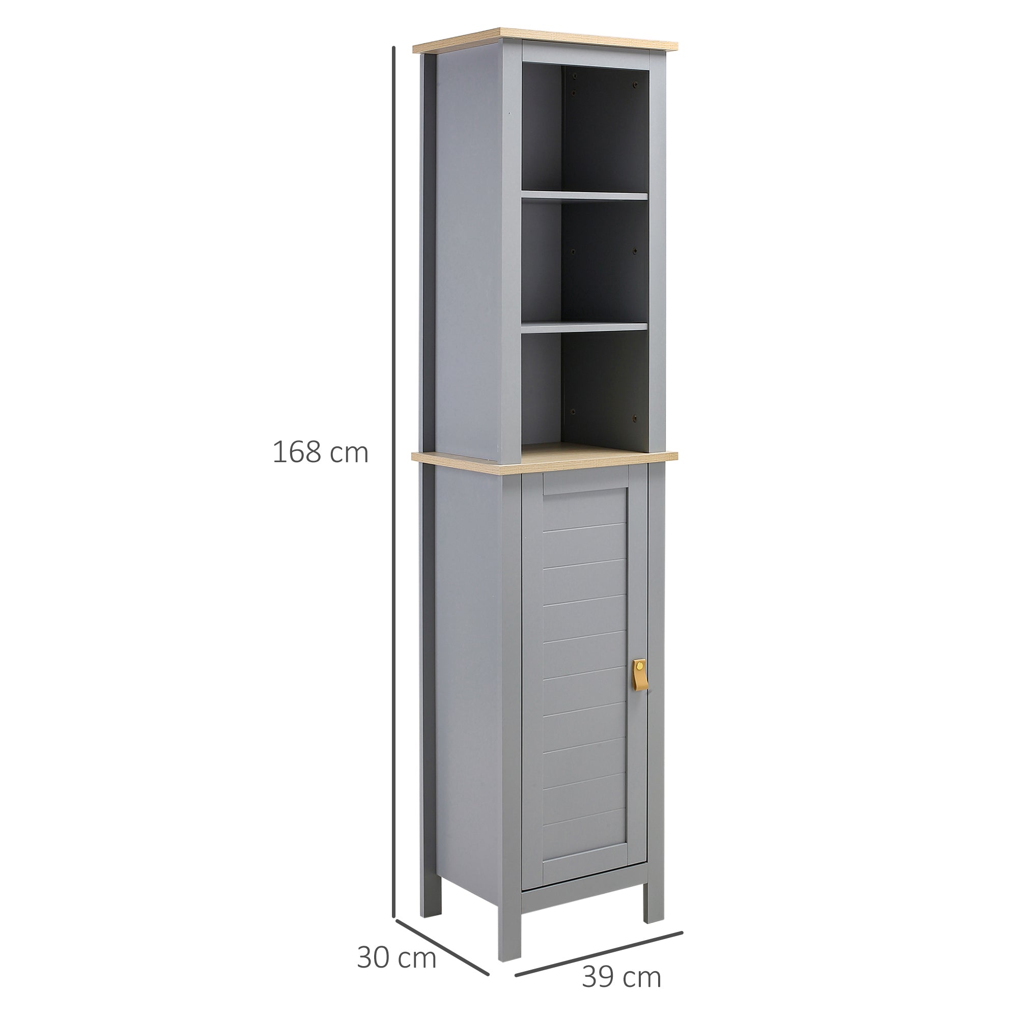 Armário de Banheiro Alto Cinzento 39x30x168 cm - Organização e Elegância para o seu Espaço