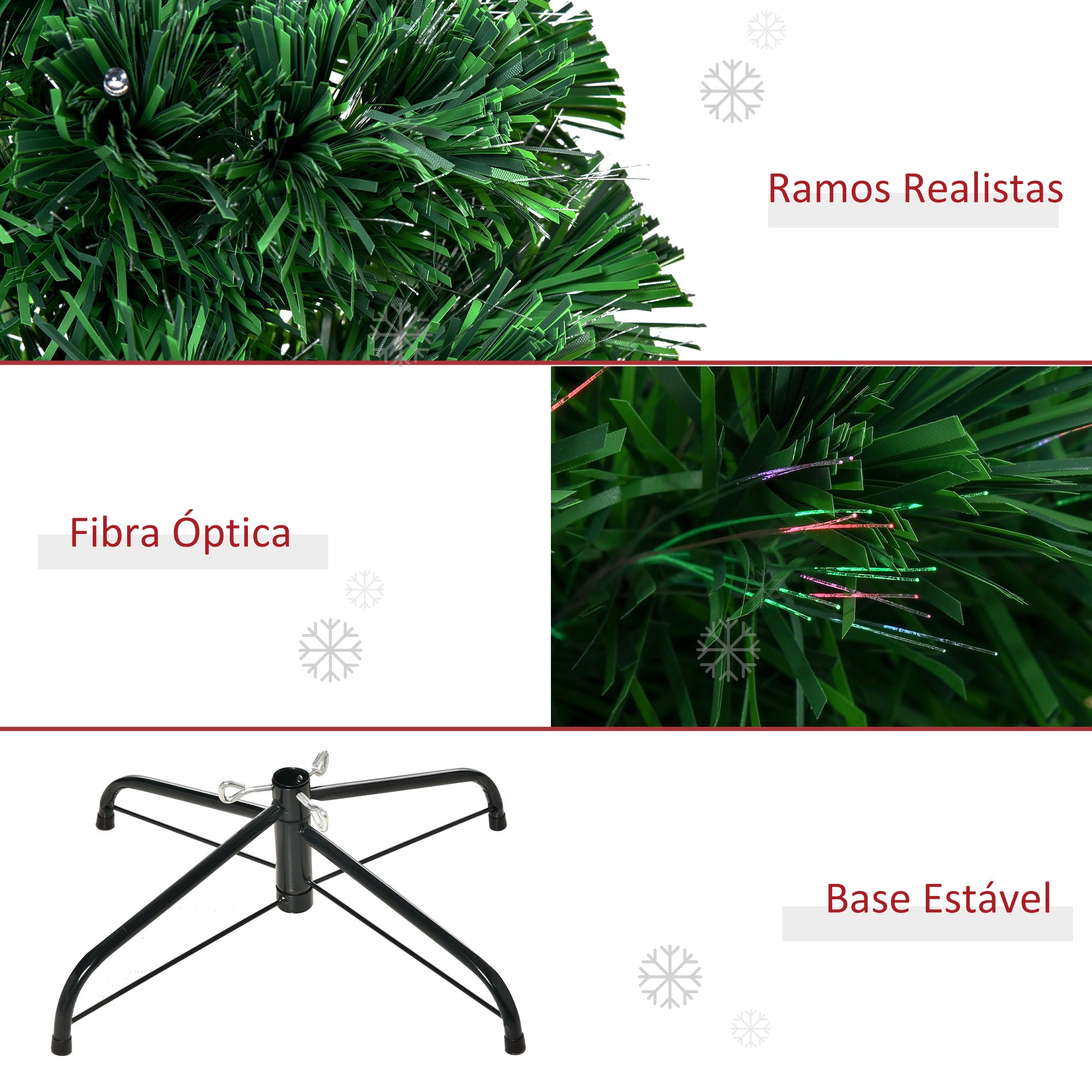 Árvore de Natal Artificial 120 cm Verde Ø60x120 cm com Fibra Óptica