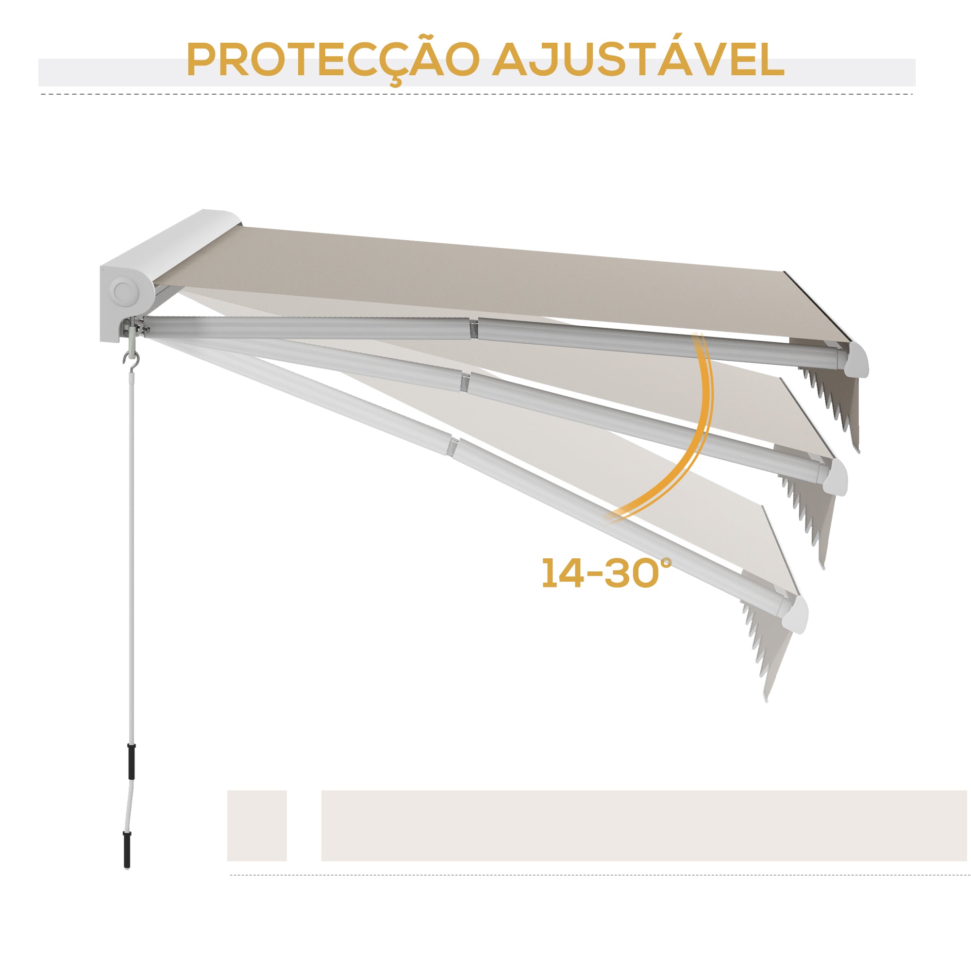Toldo Retrátil Elétrico ou Manual 250x200 cm - Cor Creme Branco