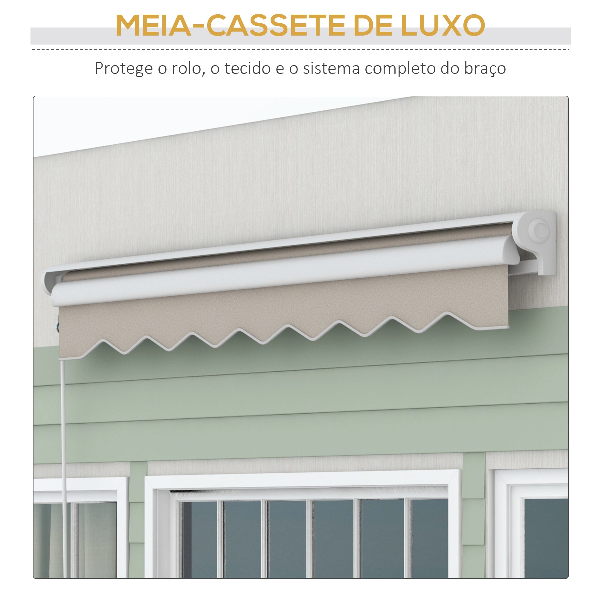Toldo Retrátil Elétrico ou Manual 250x200 cm - Cor Creme Branco