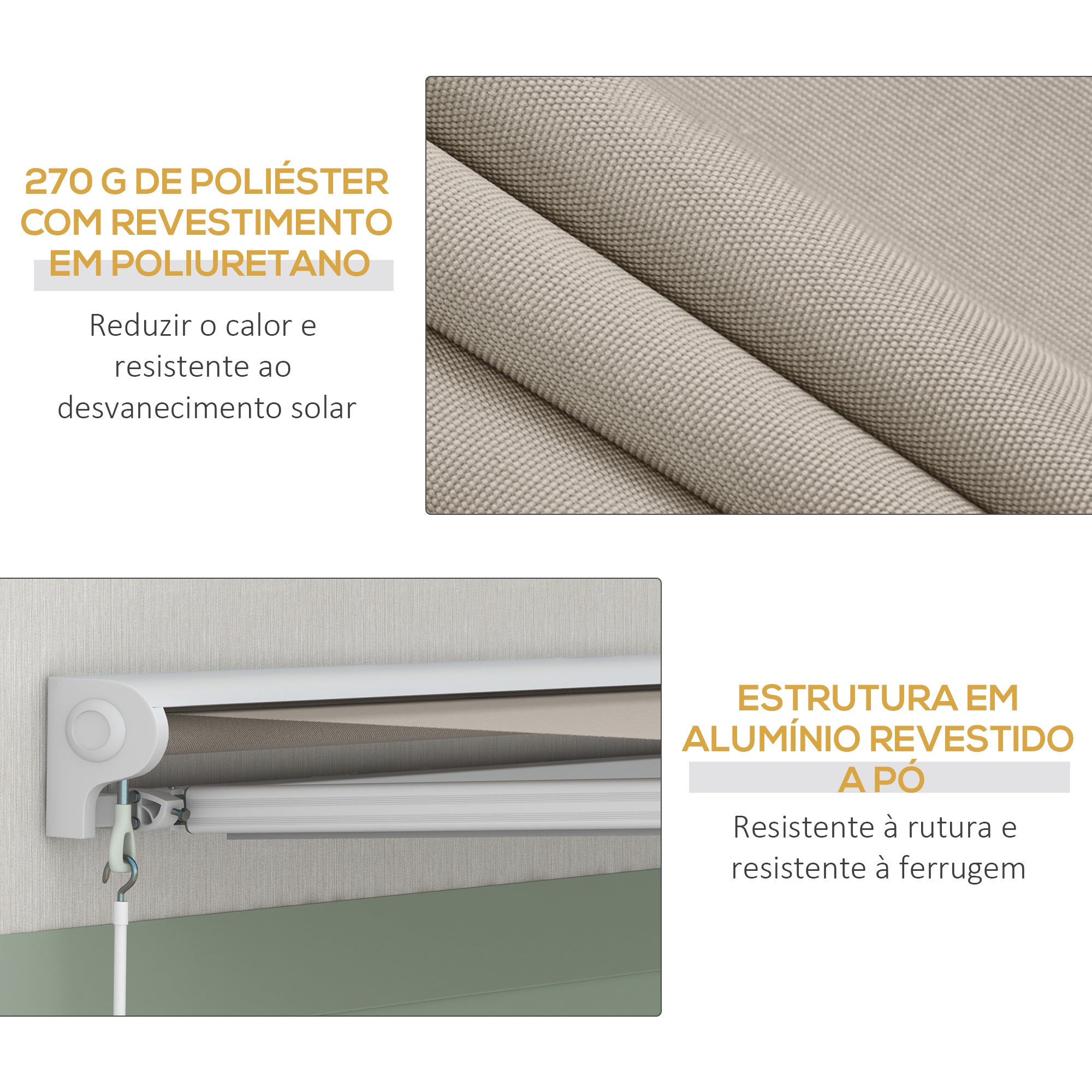 Toldo Retrátil Elétrico ou Manual 250x200 cm - Cor Creme Branco