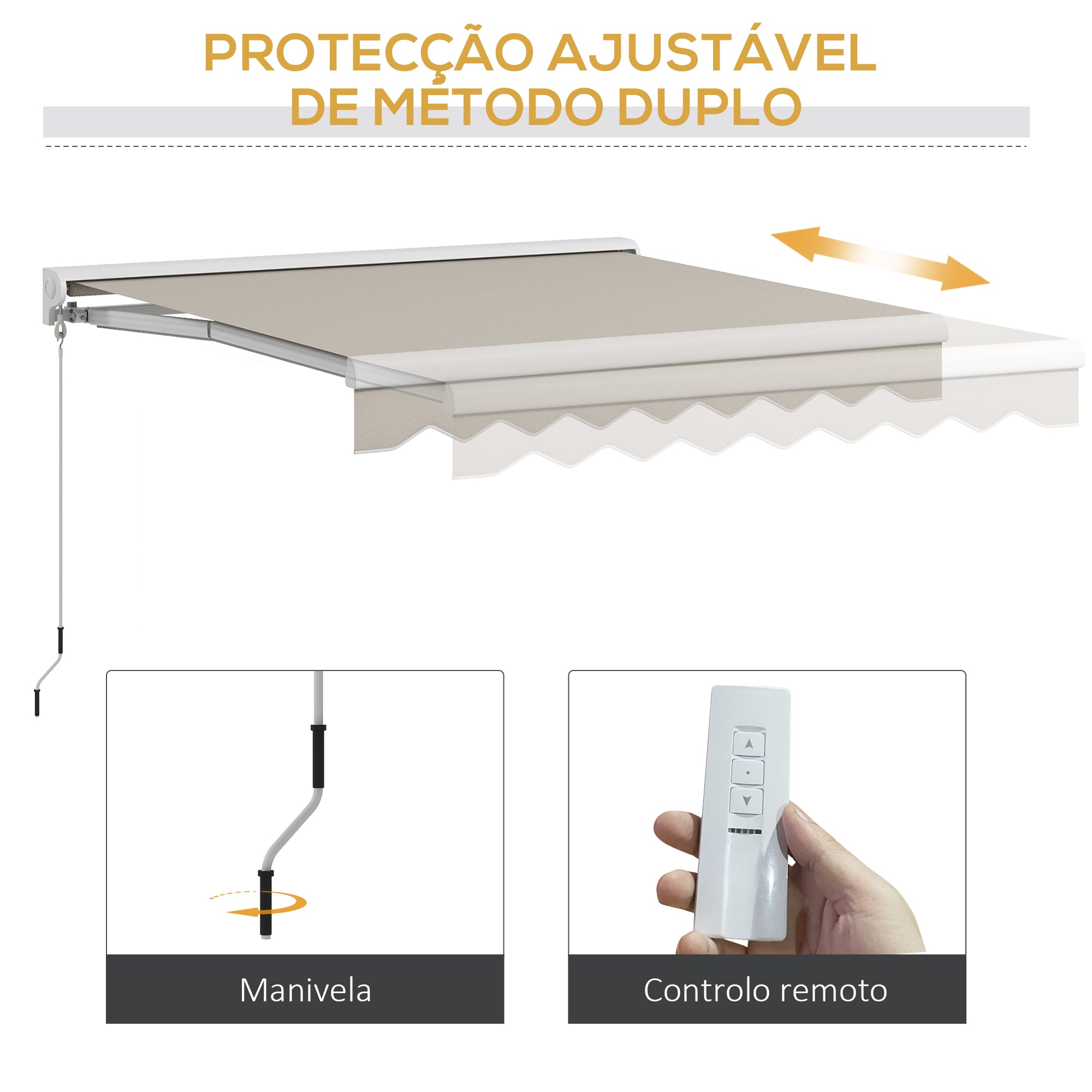 Toldo Retrátil Elétrico ou Manual 250x200 cm - Cor Creme Branco
