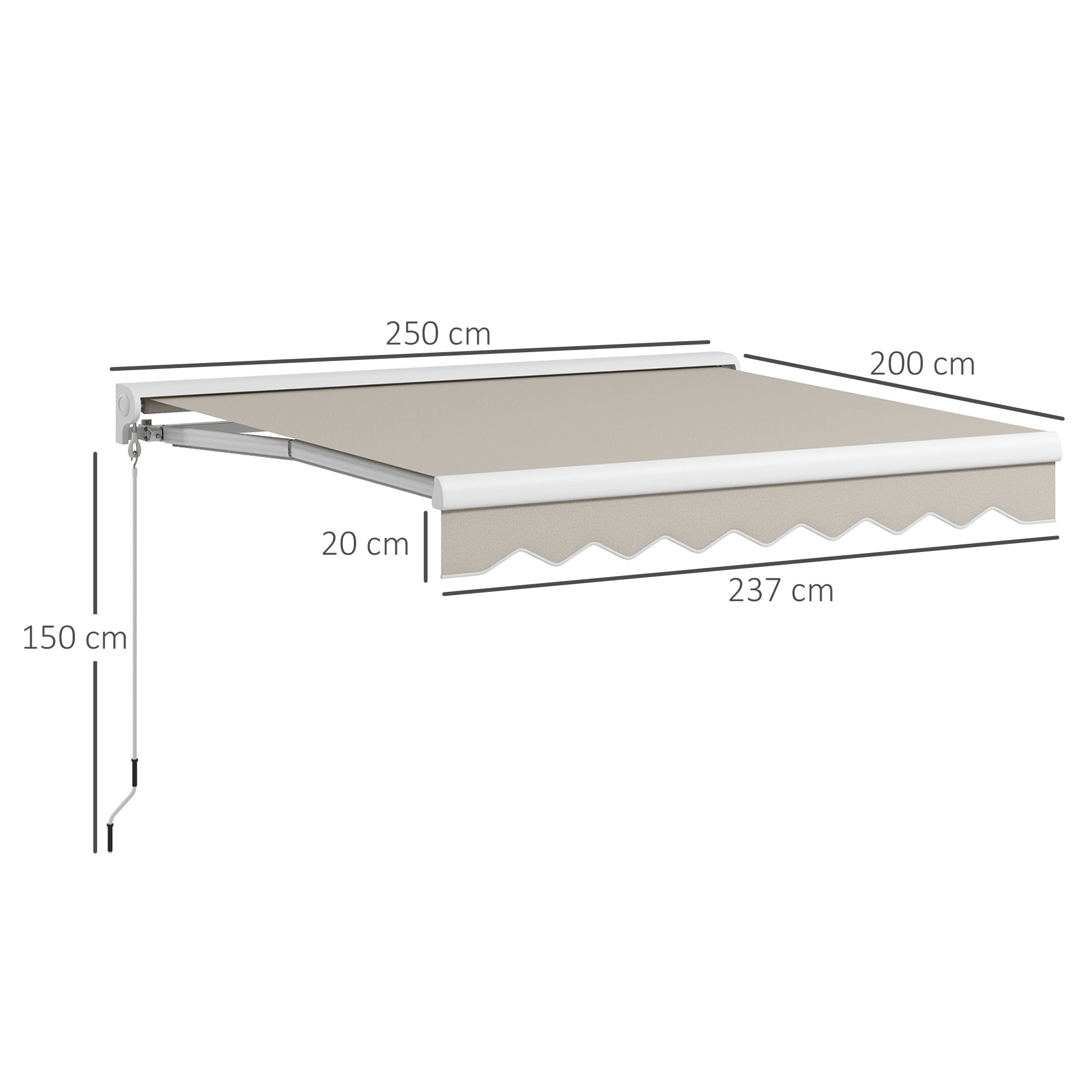 Toldo Retrátil Elétrico ou Manual 250x200 cm - Cor Creme Branco