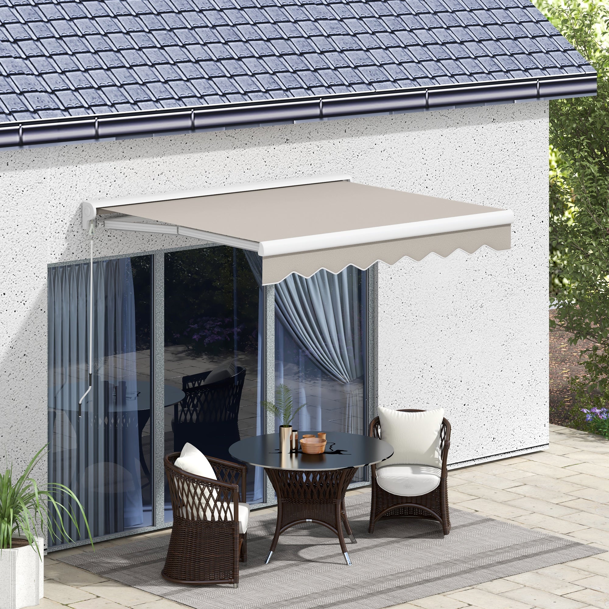 Toldo Retrátil Elétrico ou Manual 250x200 cm - Cor Creme Branco