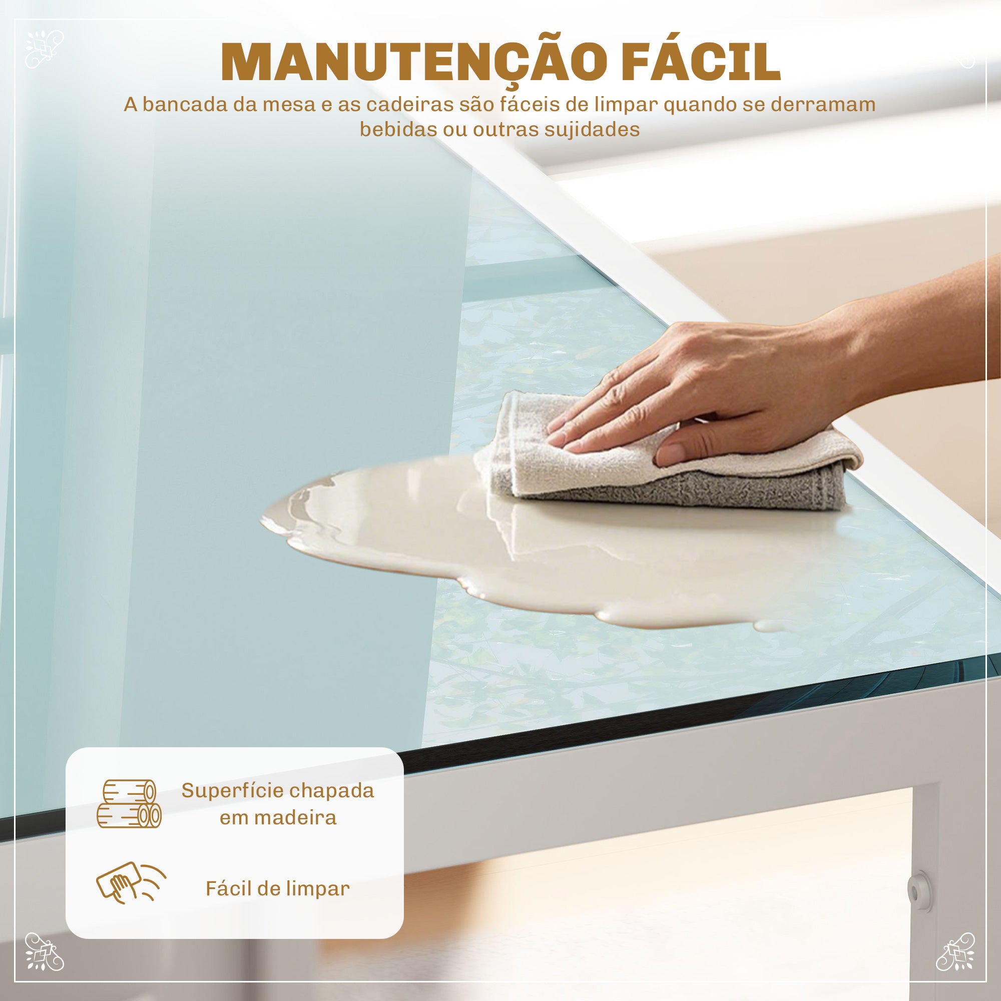 Conjunto de Refeição Mesa e 4 Cadeiras Branco 120x70x75 cm