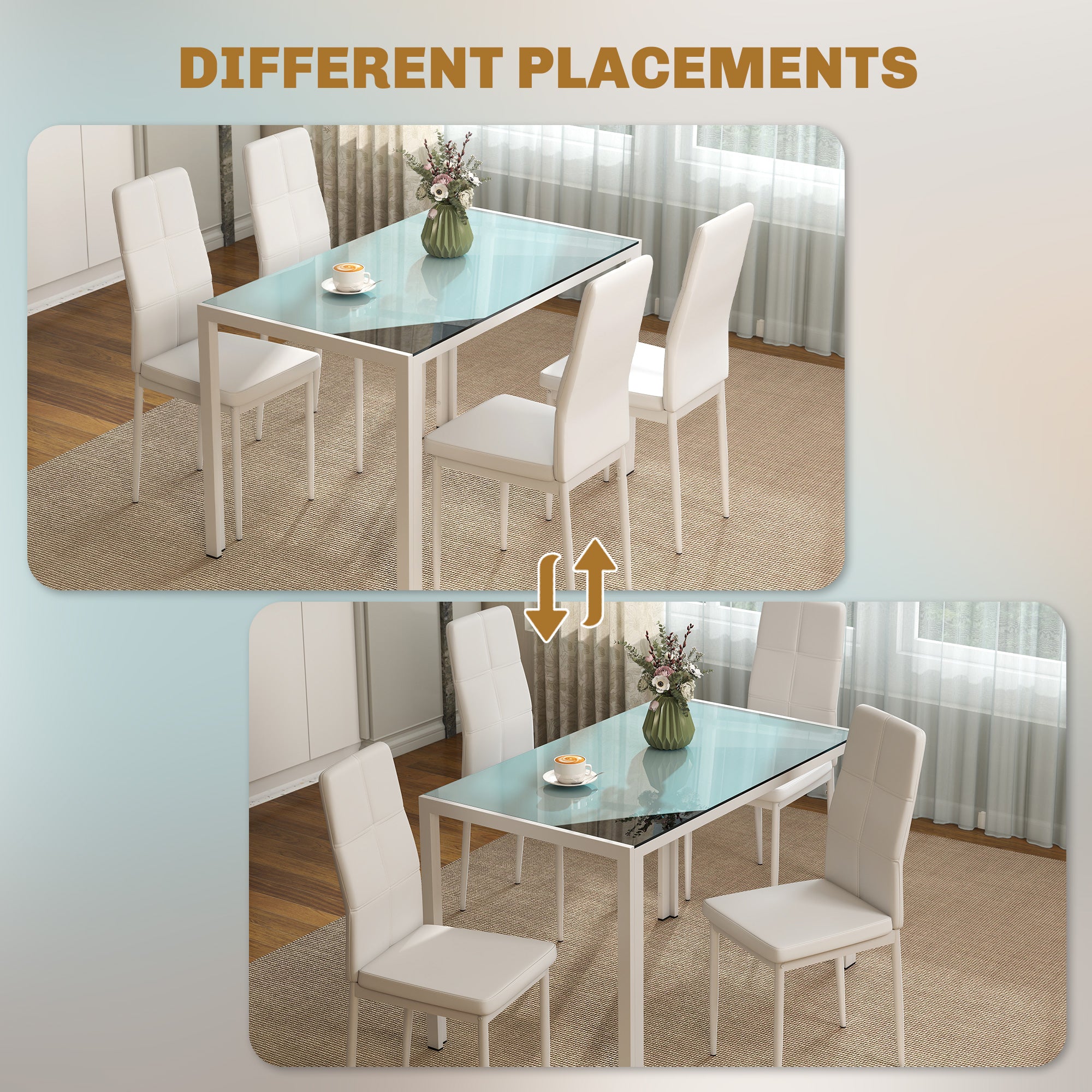 Conjunto de Refeição Mesa e 4 Cadeiras Branco 120x70x75 cm