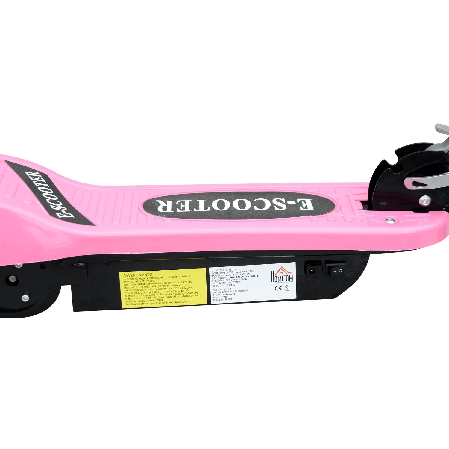 Trotinete Elétrica Dobrável para Crianças - Rosa 78x37x91-99cm