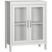 Armário de Casa de Banho com Porta de Vidro e Prateleira Ajustável 60x30x75cm - Branco