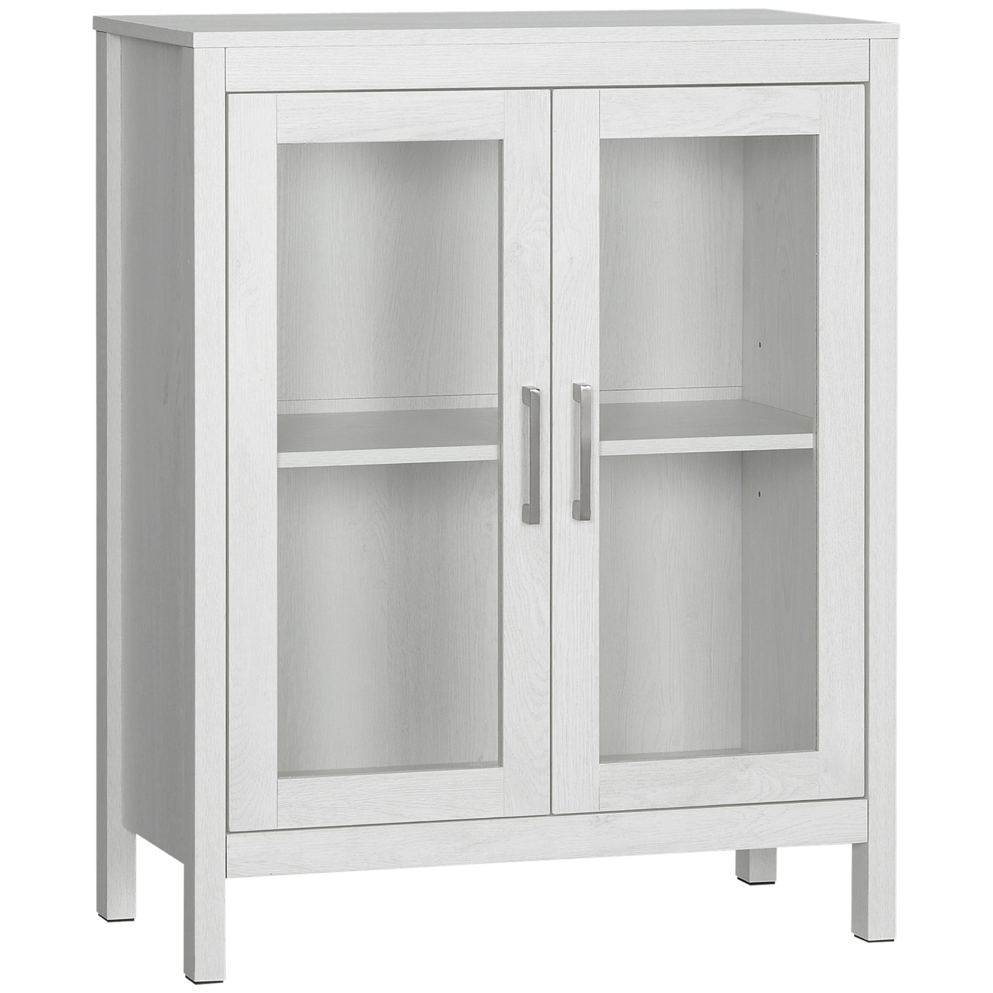 Armário de Casa de Banho com Porta de Vidro e Prateleira Ajustável 60x30x75cm - Branco