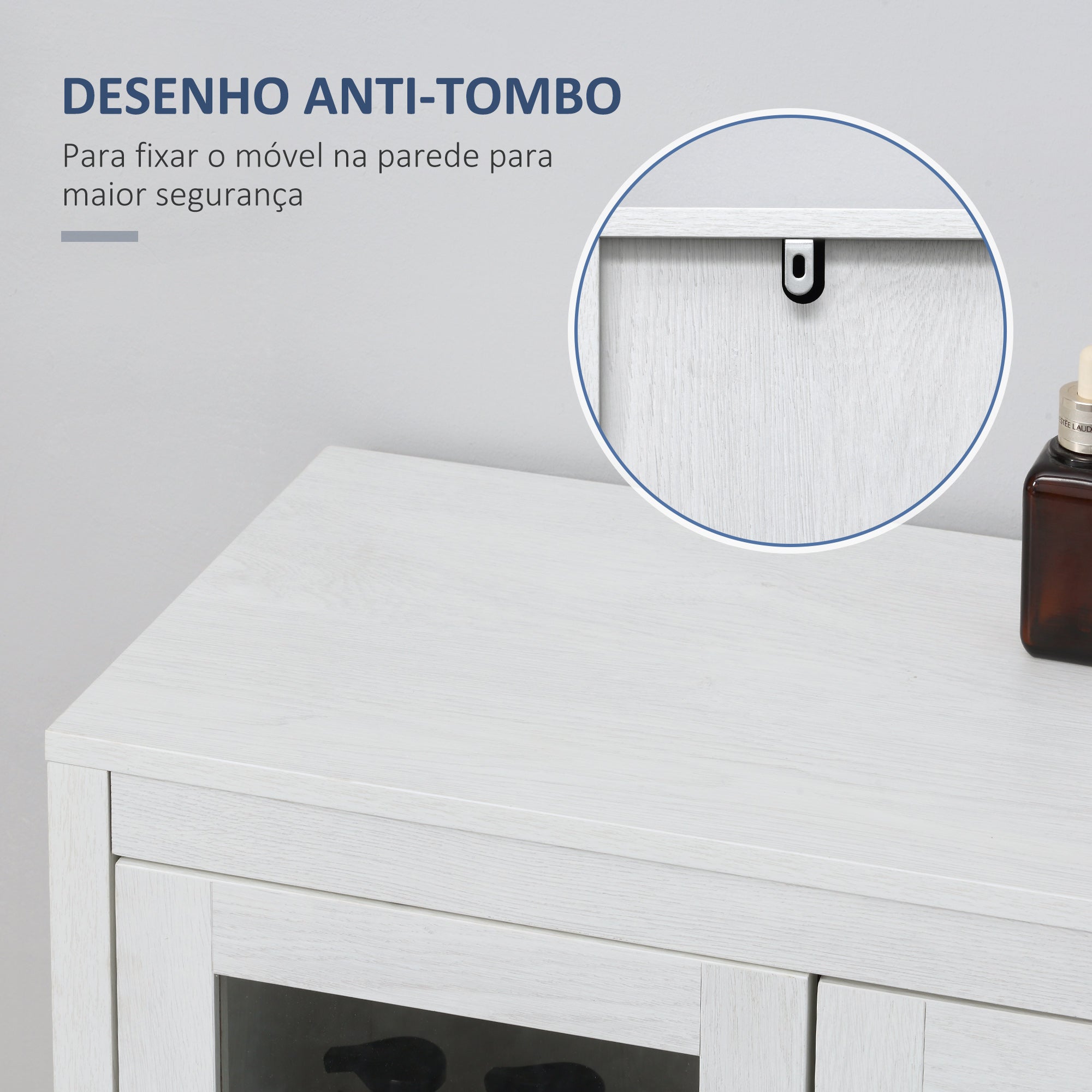 Armário de Casa de Banho com Porta de Vidro e Prateleira Ajustável 60x30x75cm - Branco