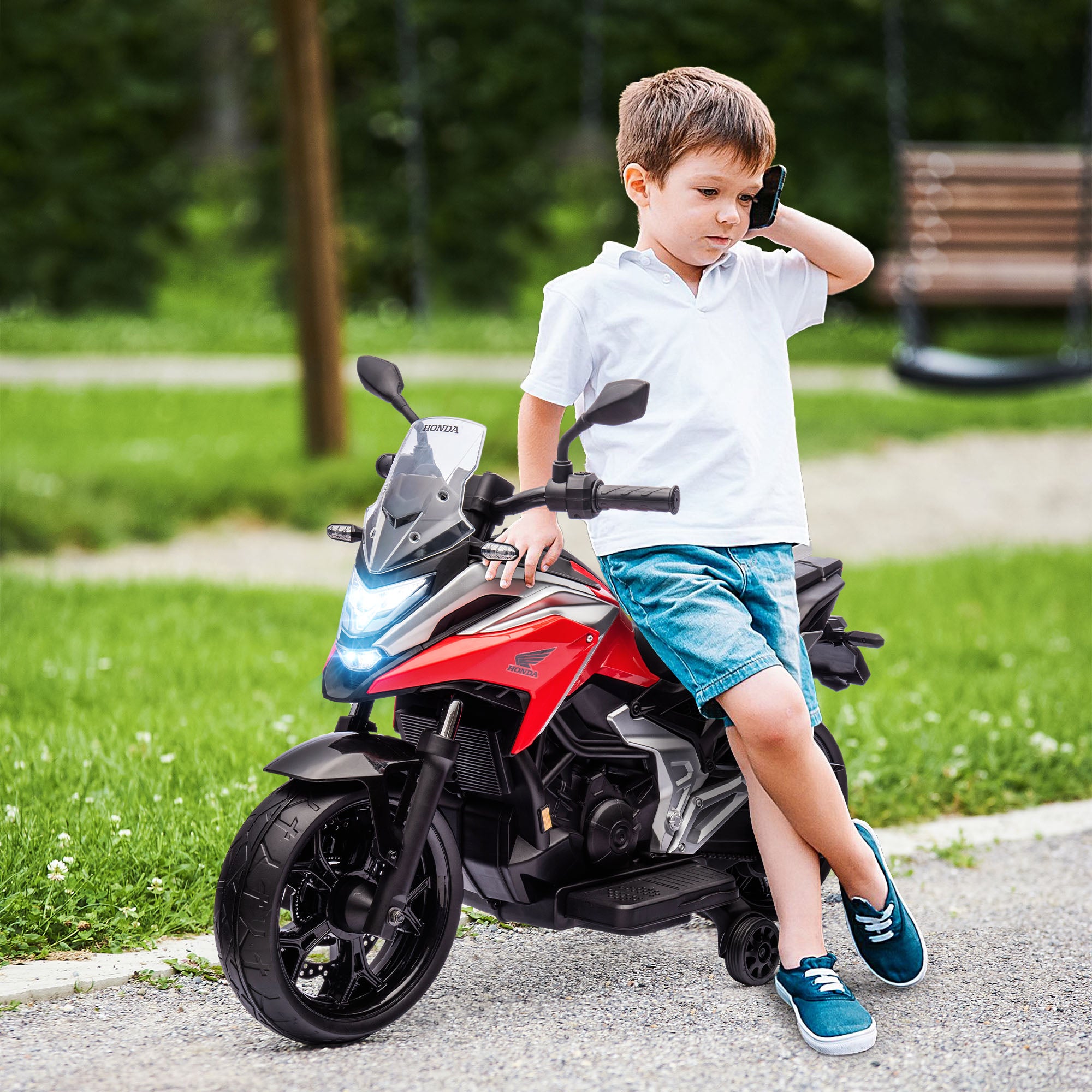 Moto Elétrica para Crianças 3-6 Anos Vermelha 107x46x75 cm