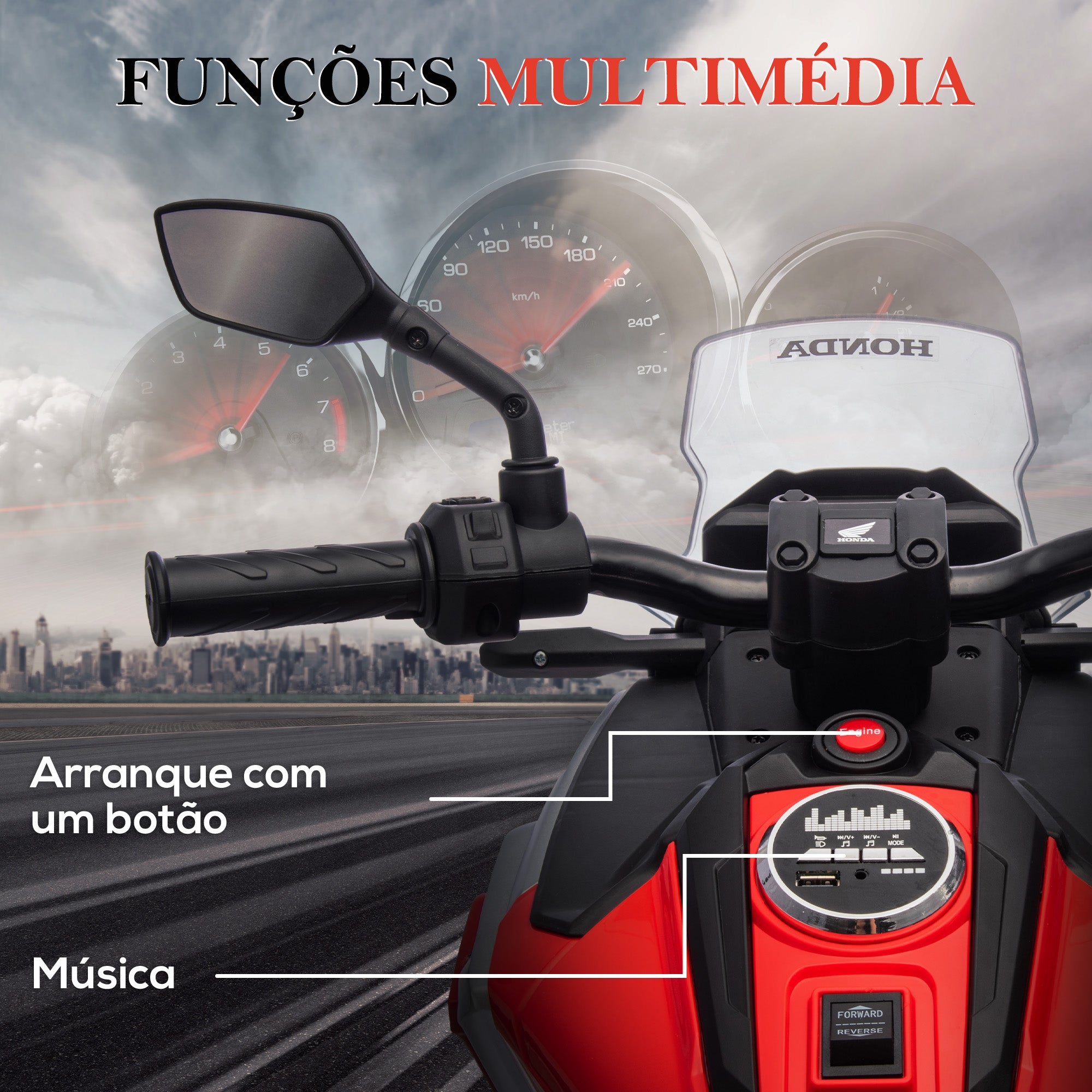 Moto Elétrica para Crianças 3-6 Anos Vermelha 107x46x75 cm