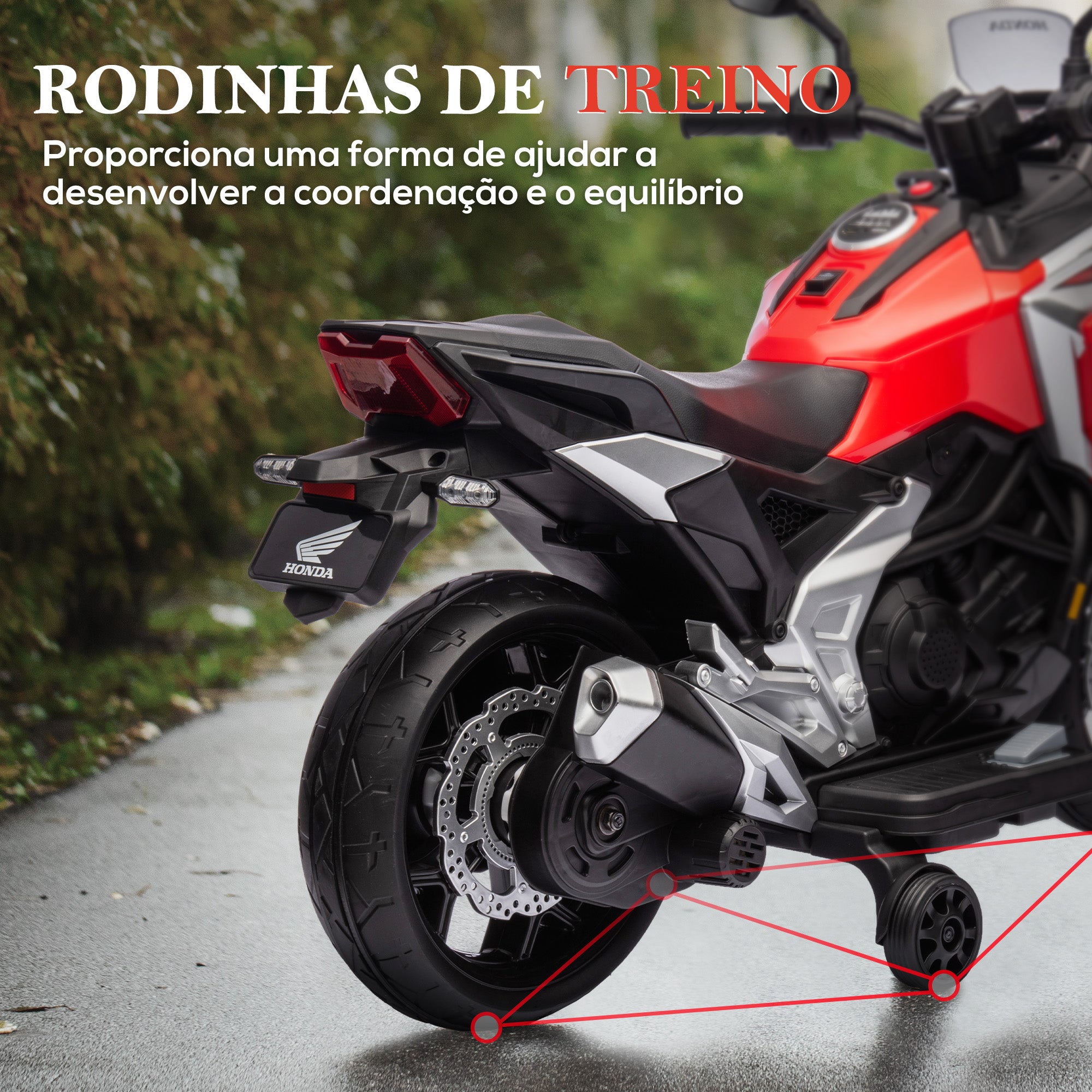 Moto Elétrica para Crianças 3-6 Anos Vermelha 107x46x75 cm