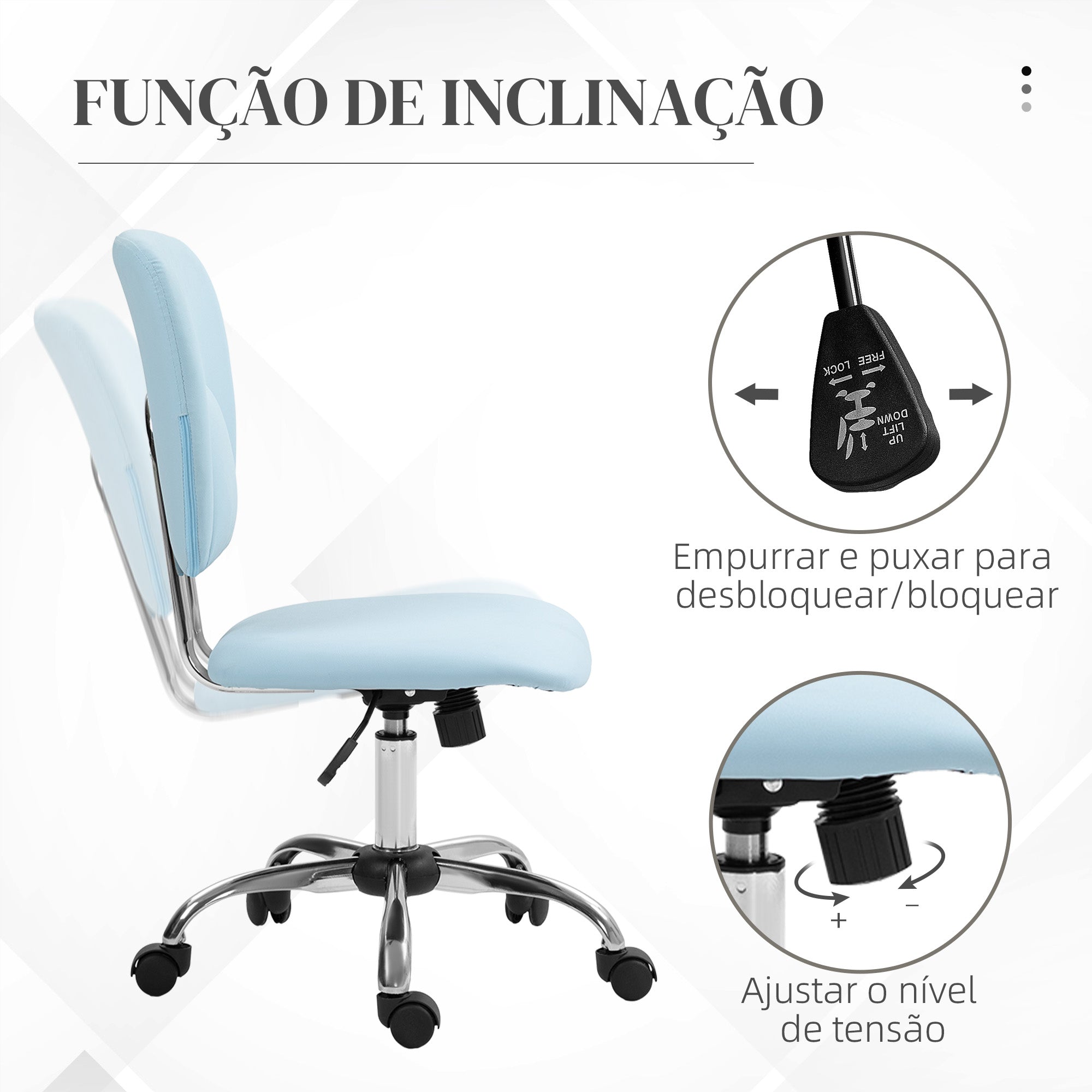 Cadeira de Escritório Giratória Azul Claro 50x54x87,5-96,5 cm