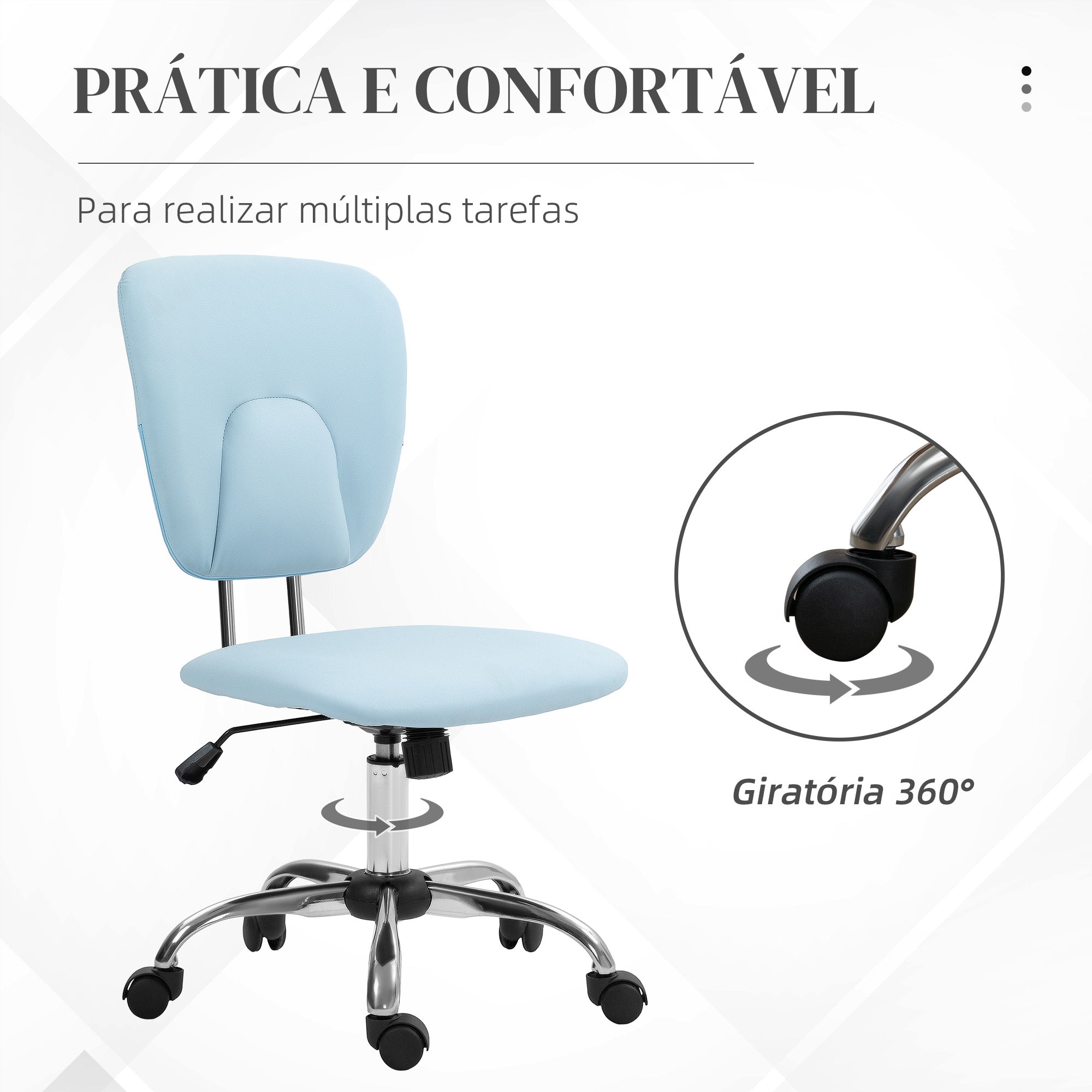 Cadeira de Escritório Giratória Azul Claro 50x54x87,5-96,5 cm
