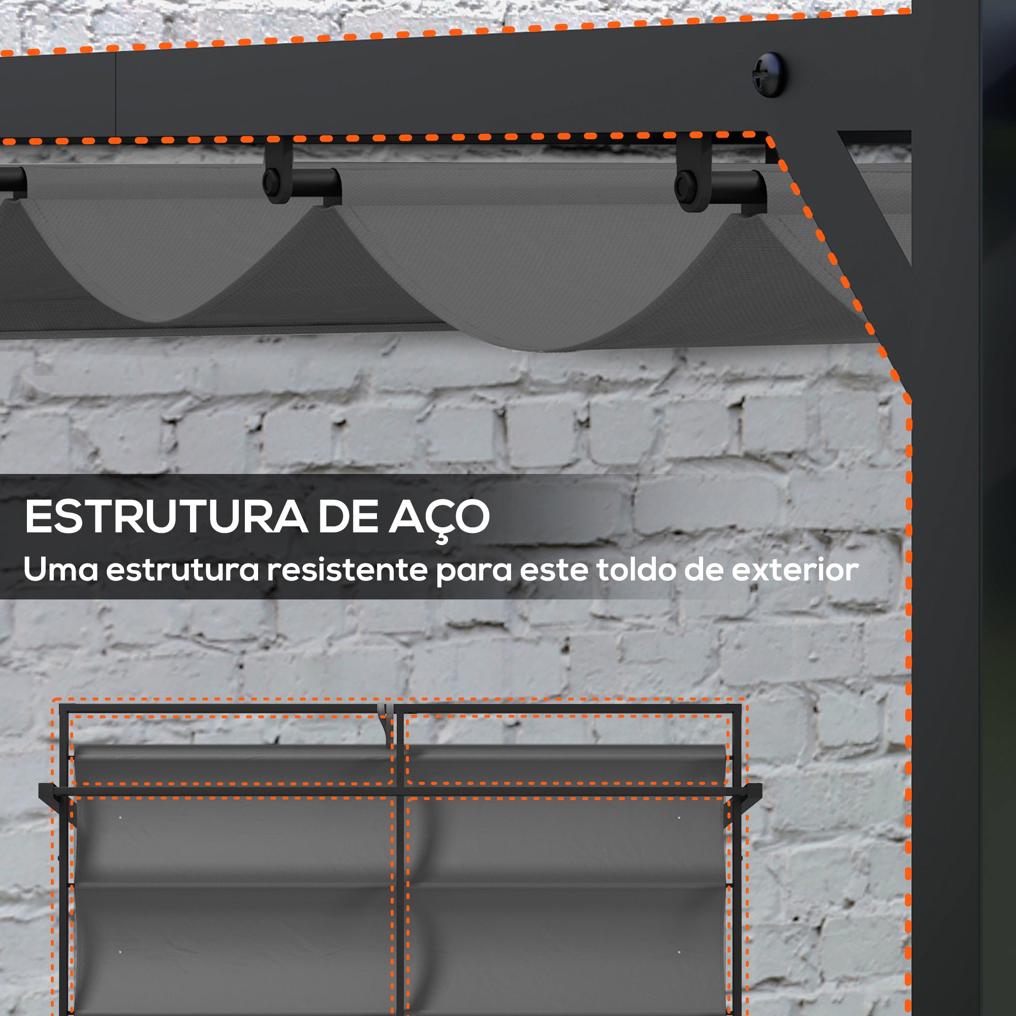 Pérgola de Jardim Retrátil 297x397x235 cm - Cinza Escuro