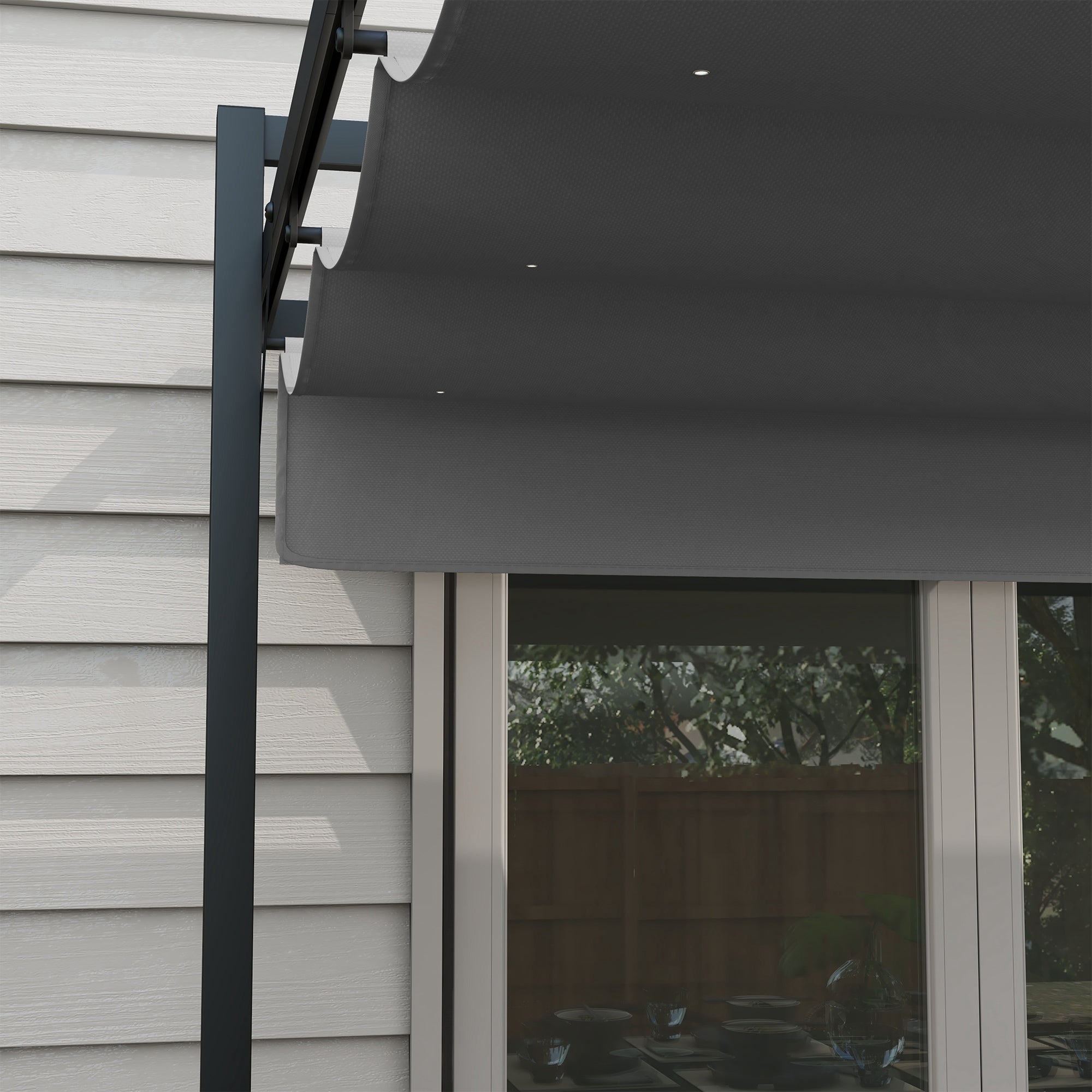 Pérgola de Jardim Retrátil 297x397x235 cm - Cinza Escuro