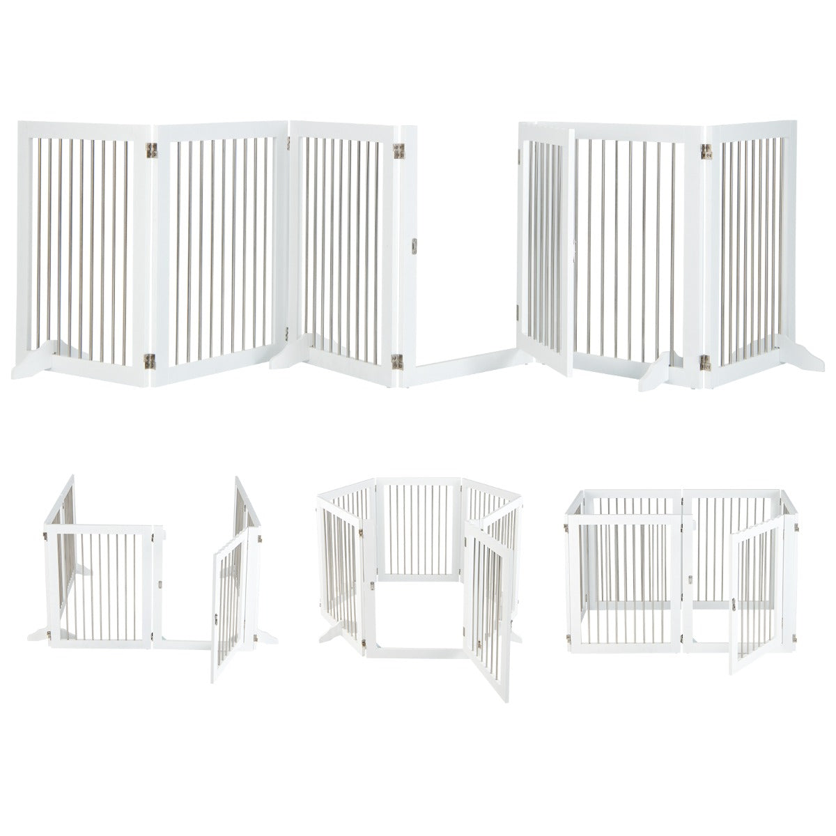 Valla de 6 Paneles Plegable para Perros - 366 x 80 cm Blanco